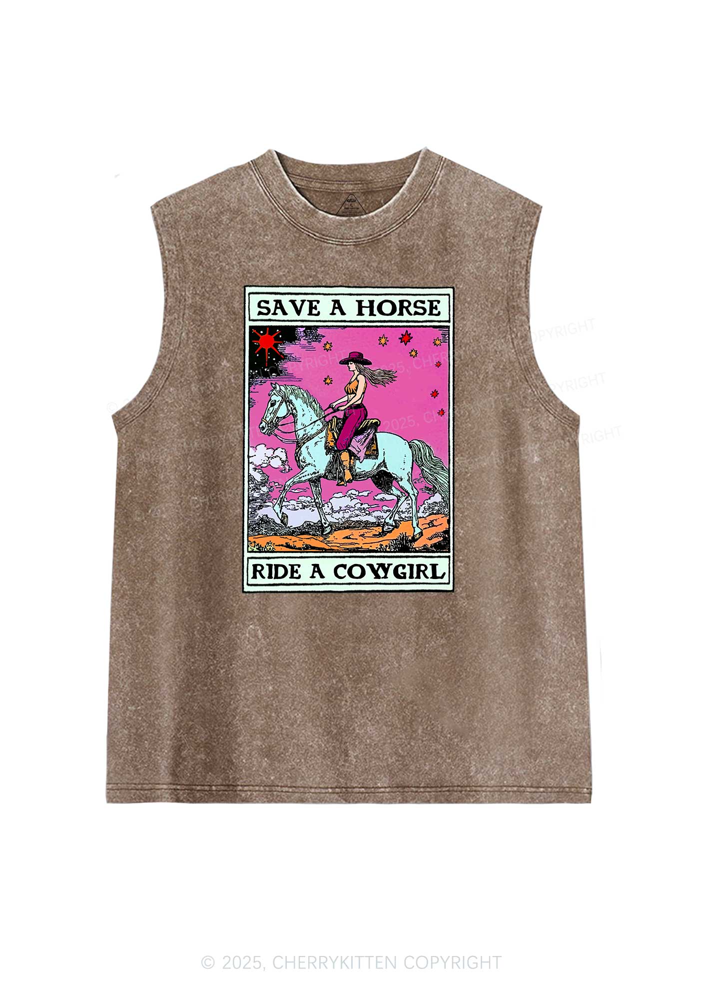Save Horse Ride Cowgirl Pride Y2K Washed Muscle Tank Cherrykitten - Image 6