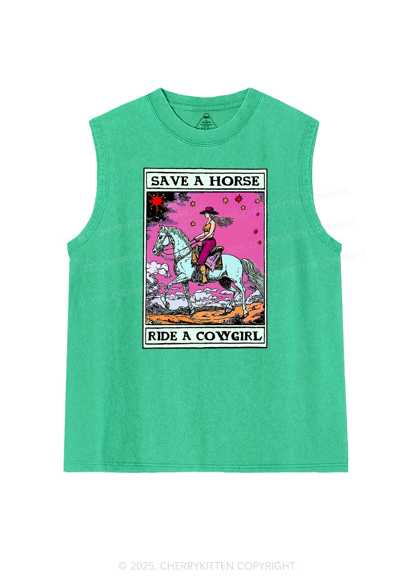 Save Horse Ride Cowgirl Pride Y2K Washed Muscle Tank Cherrykitten - Image 7