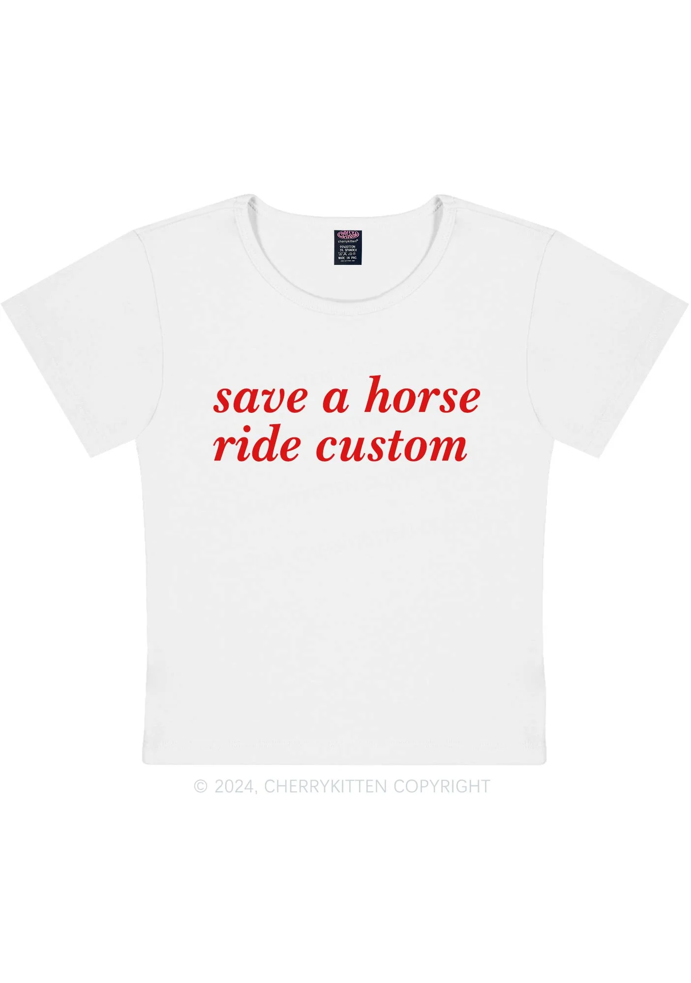 Save Horse Ride Custom Y2K Baby Tee Cherrykitten - Image 4
