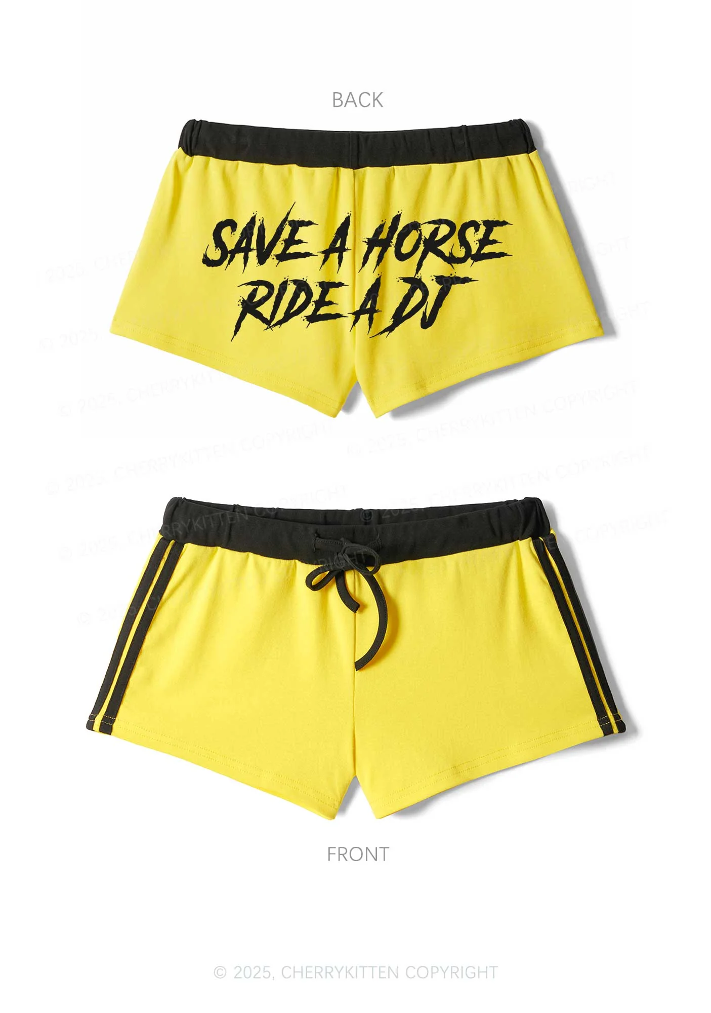 Save Horse Ride DJ Y2K Drawstring Mini Shorts Cherrykitten - Image 5