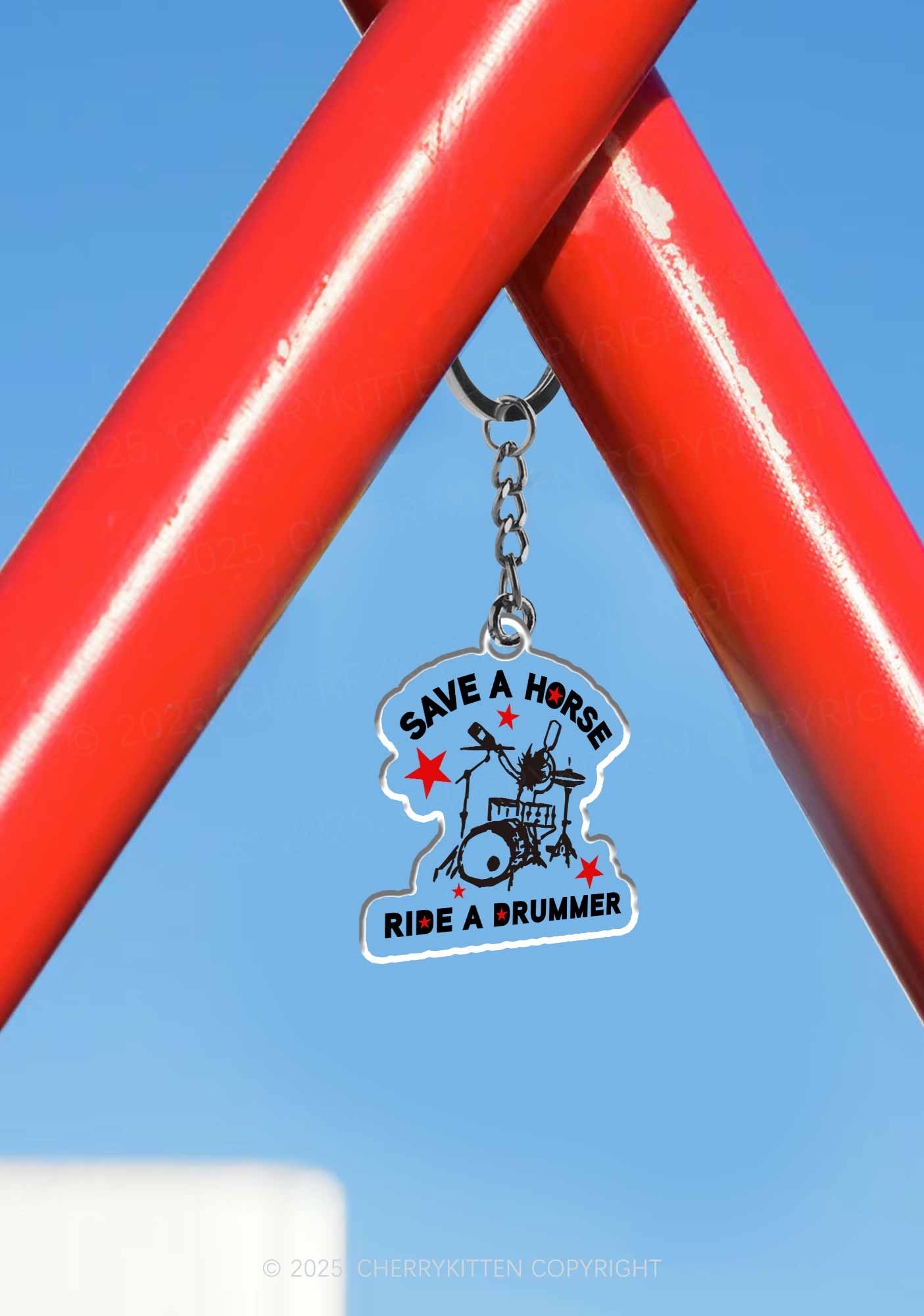 Save Horse Ride Drummer 1Pc Y2K Keychain Cherrykitten - Image 3