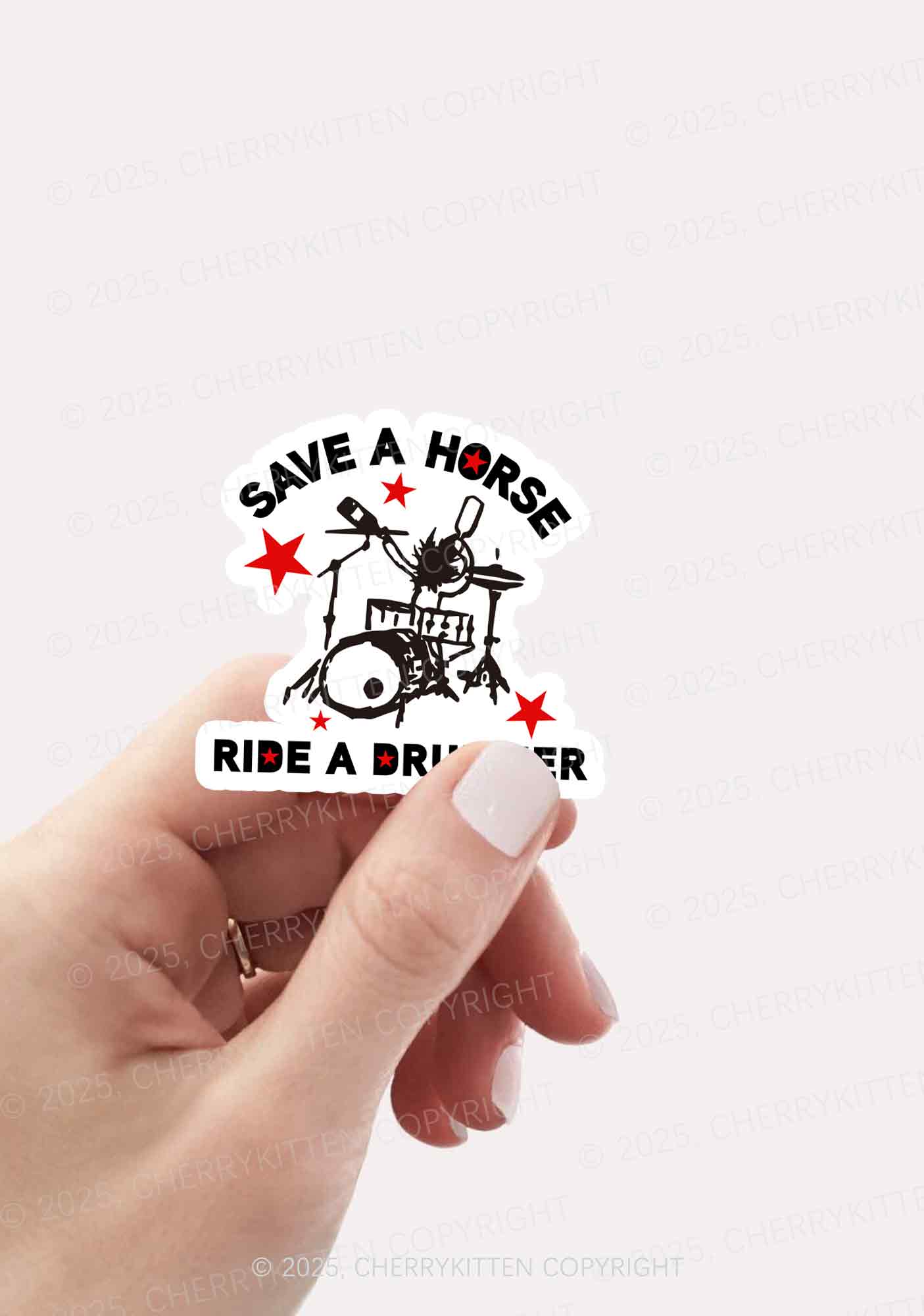 Save Horse Ride Drummer 1Pc Y2K Sticker Cherrykitten - Image 2