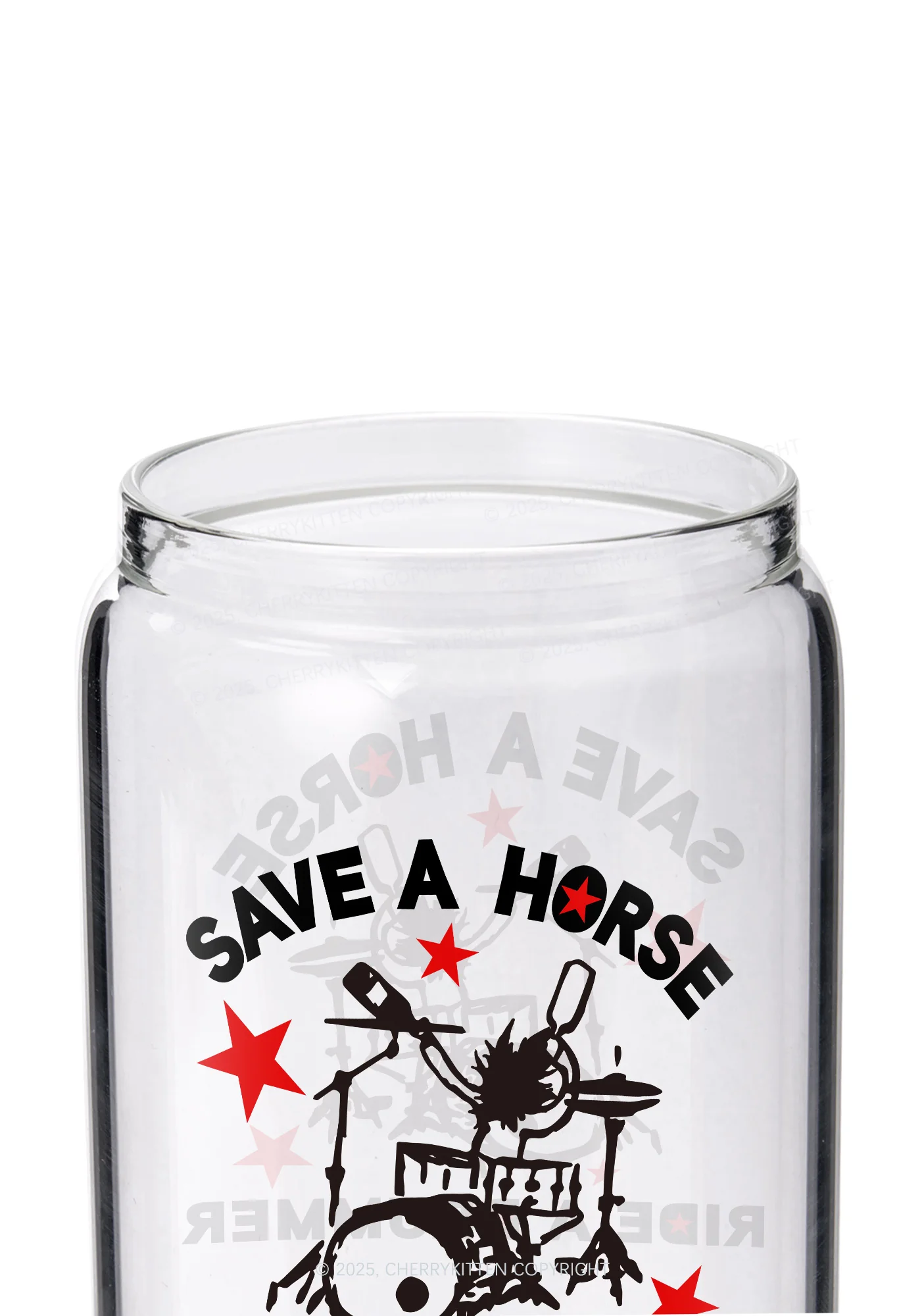 Save Horse Ride Drummer Y2K Printed Glass Cup Cherrykitten - Image 2