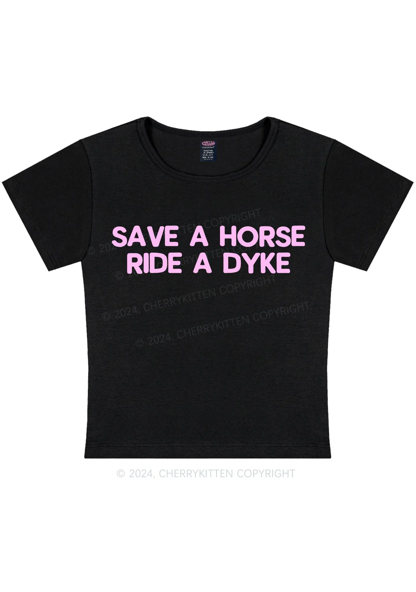Save Horse Ride Dyke Y2K Baby Tee Cherrykitten - Image 3