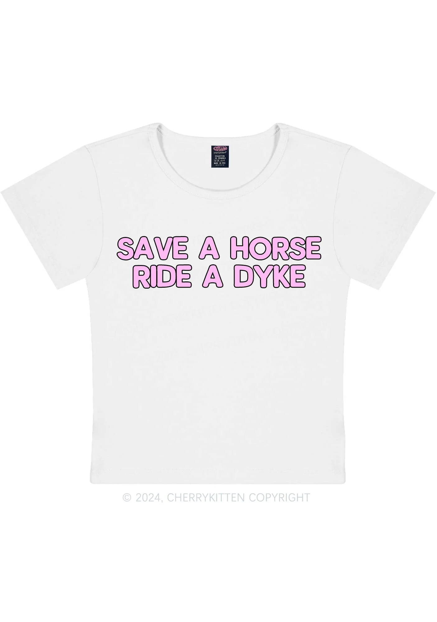 Save Horse Ride Dyke Y2K Baby Tee Cherrykitten - Image 5