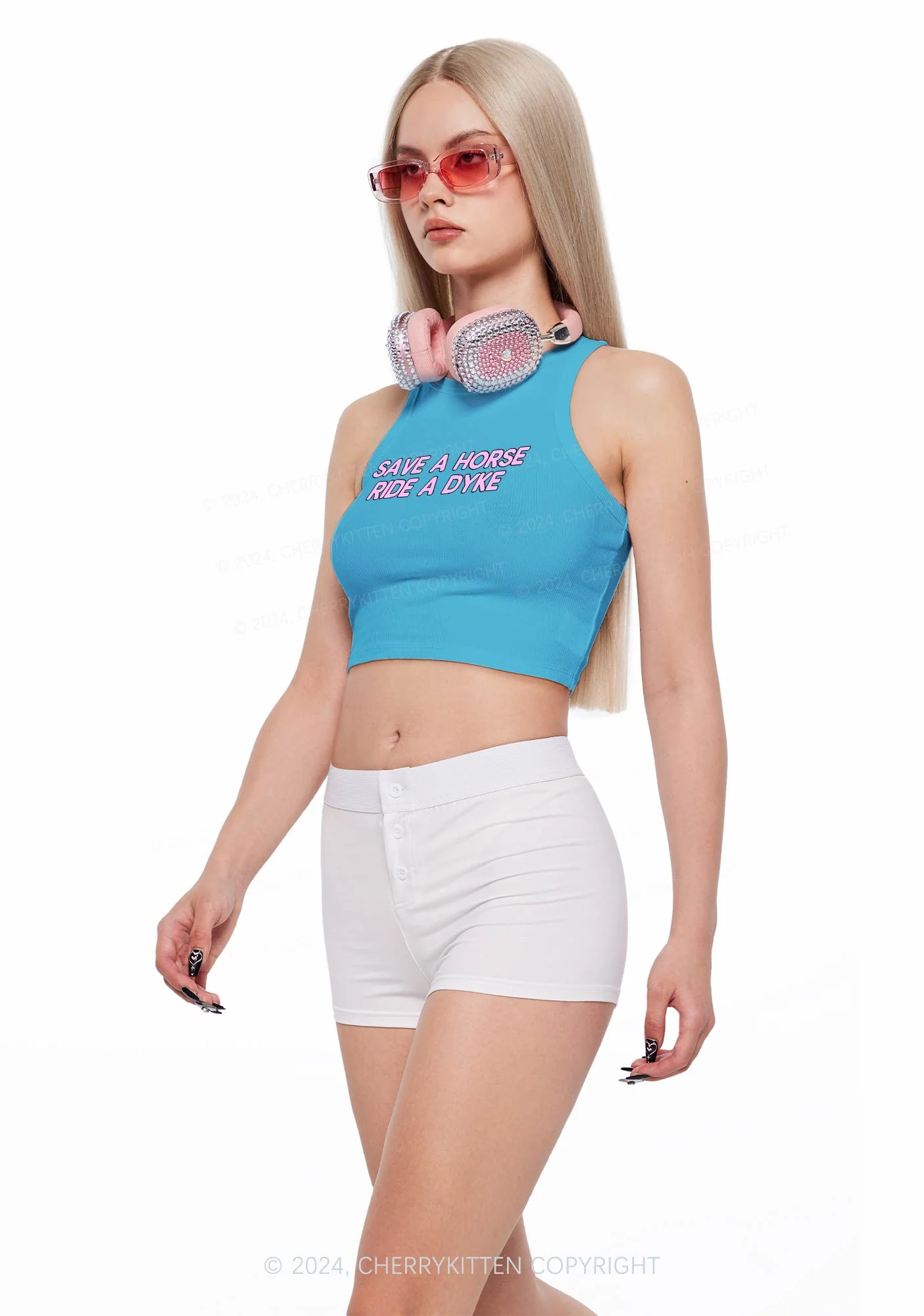 Save Horse Ride Dyke Y2K Crop Tank Top Cherrykitten - Image 2
