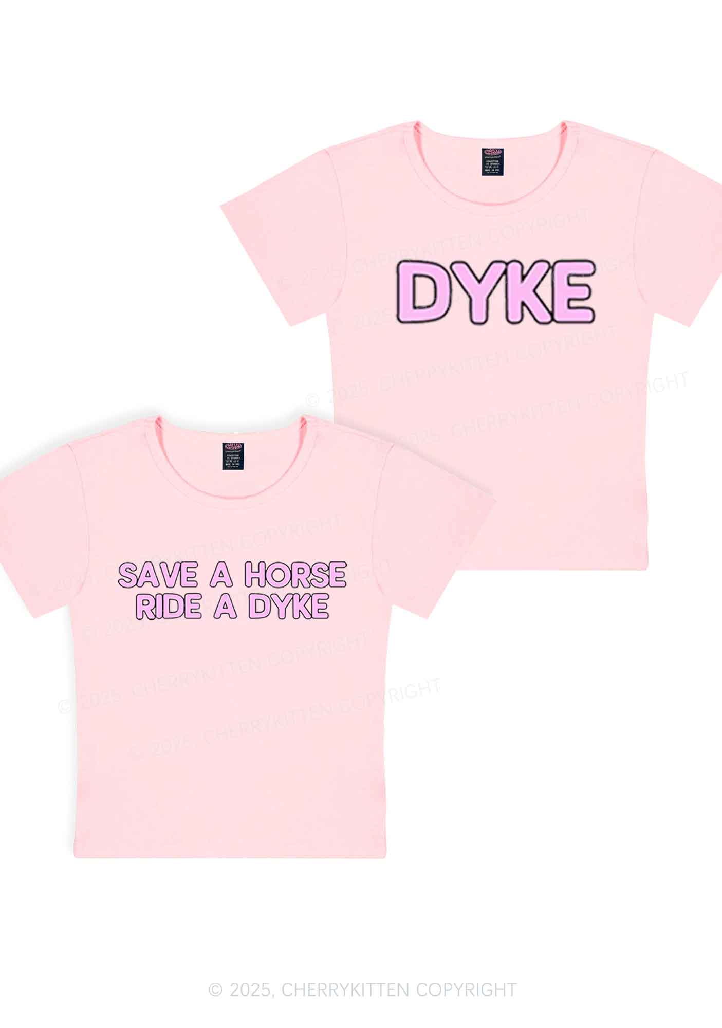 Save Horse Ride Dyke Y2K Valentine's Day Baby Tee Cherrykitten - Image 11