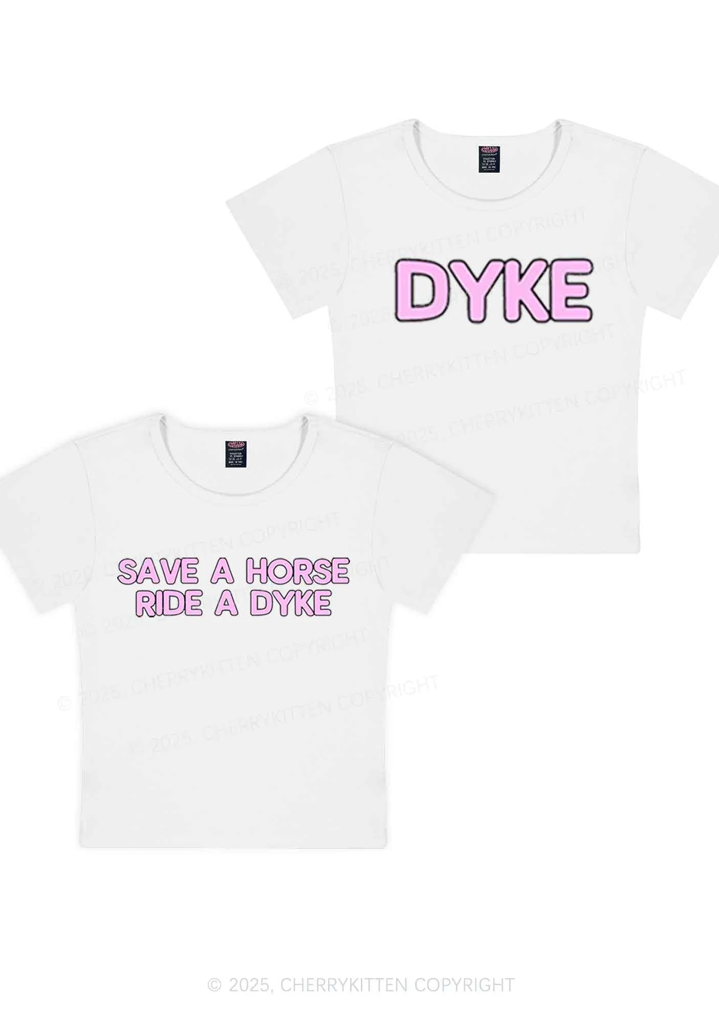 Save Horse Ride Dyke Y2K Valentine's Day Baby Tee Cherrykitten - Image 5