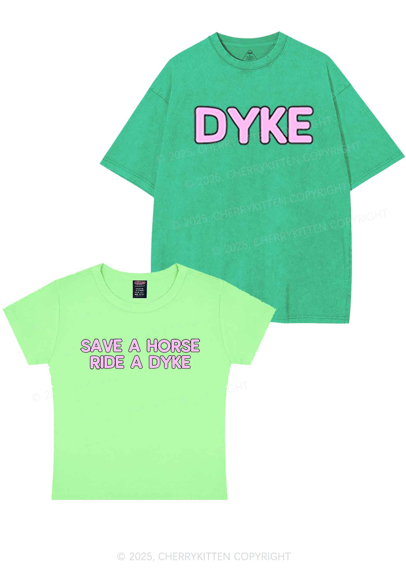 Save Horse Ride Dyke Y2K Valentine's Day Couple Shirt Cherrykitten - Image 11