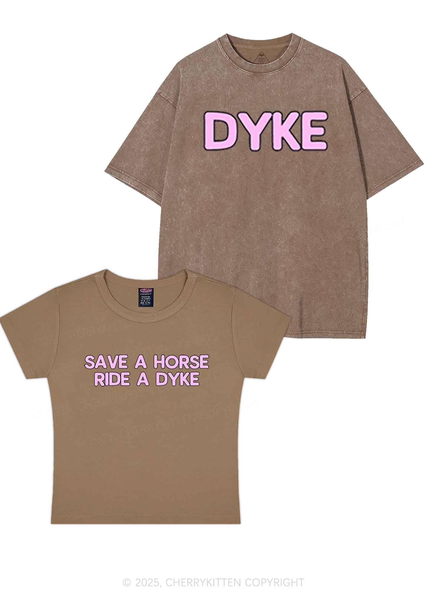 Save Horse Ride Dyke Y2K Valentine's Day Couple Shirt Cherrykitten - Image 5