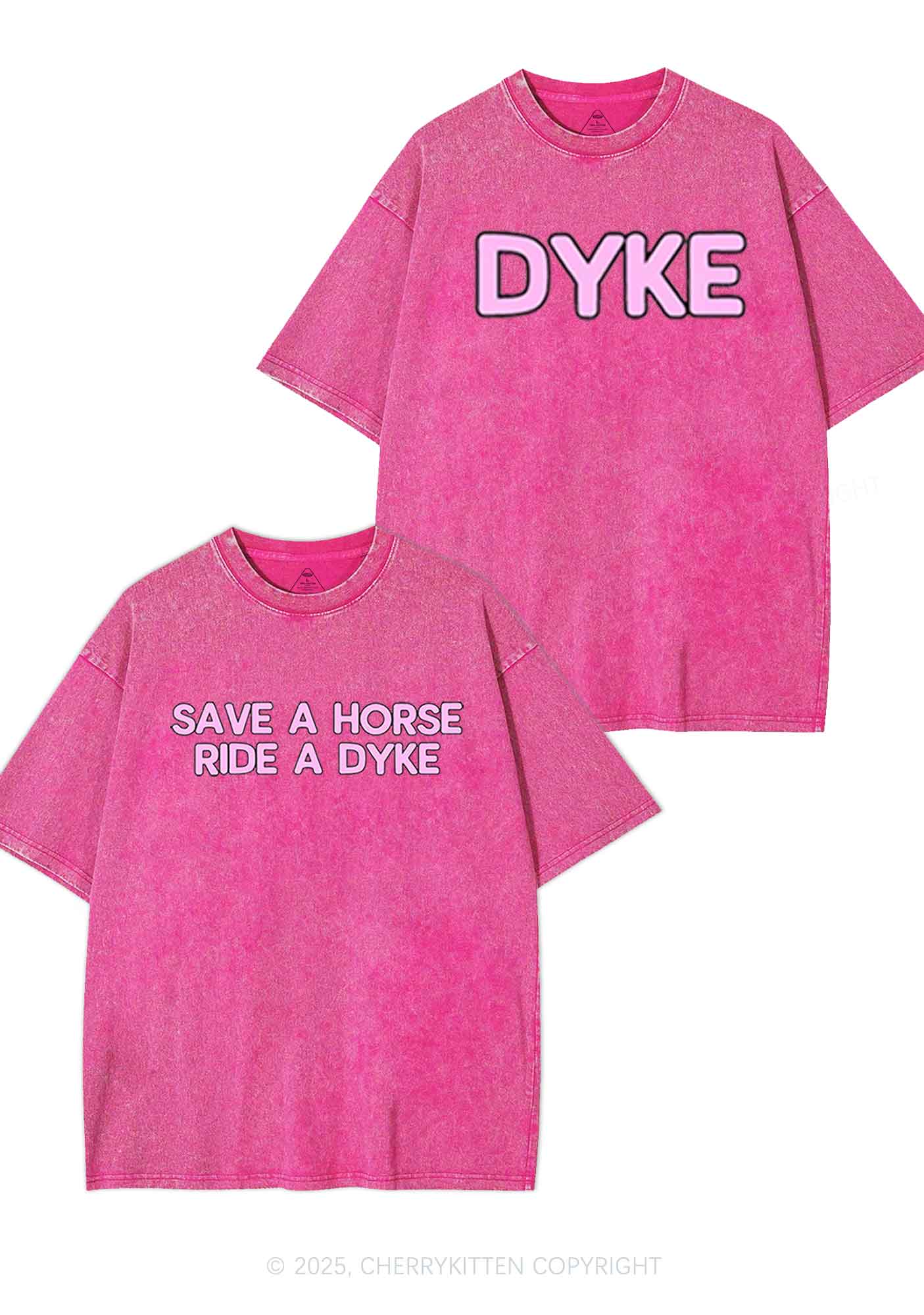 Save Horse Ride Dyke Y2K Valentine's Day Washed Tee Cherrykitten - Image 4