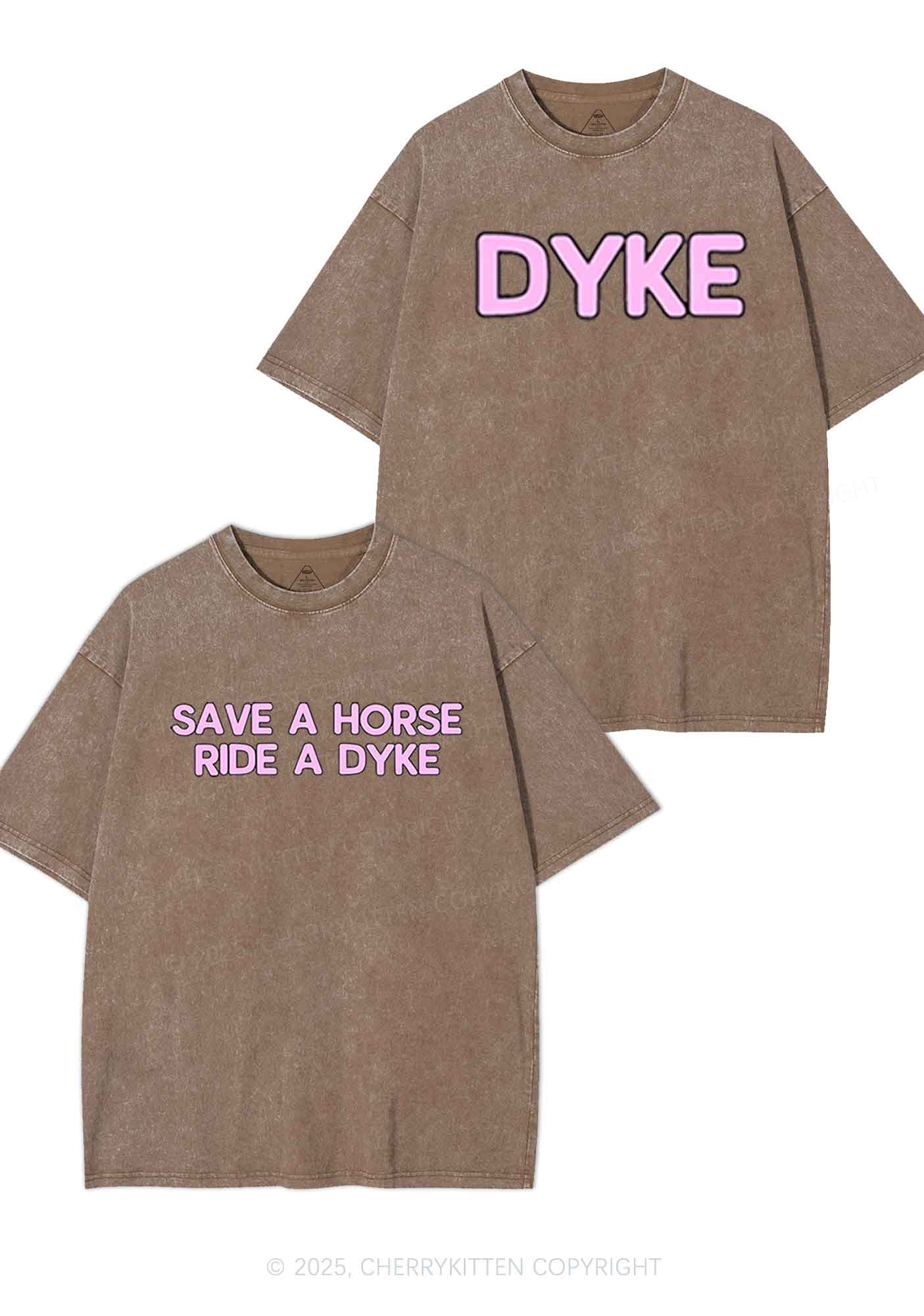 Save Horse Ride Dyke Y2K Valentine's Day Washed Tee Cherrykitten - Image 5