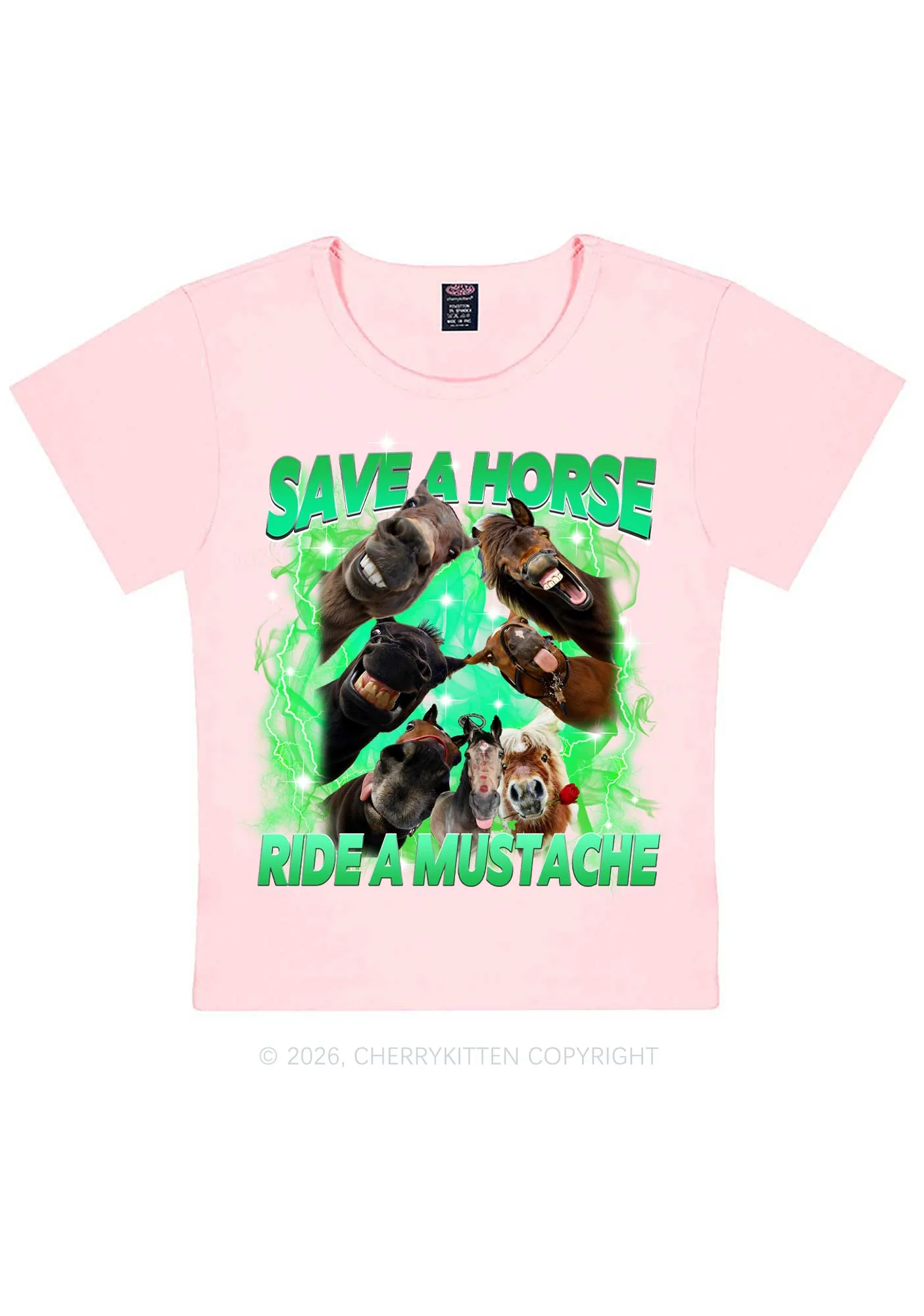 Save Horse Ride Mustache Y2K Baby Tee Cherrykitten - Image 10