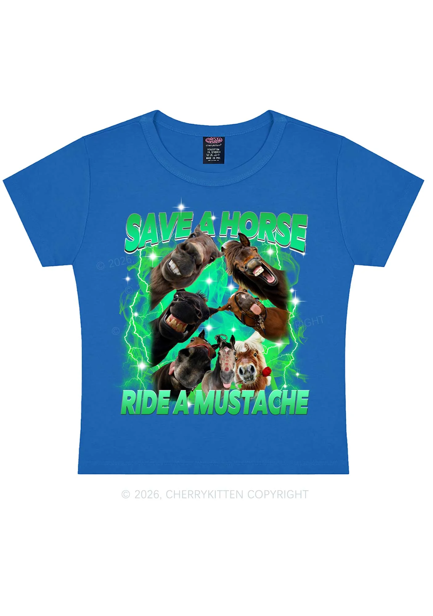 Save Horse Ride Mustache Y2K Baby Tee Cherrykitten - Image 8