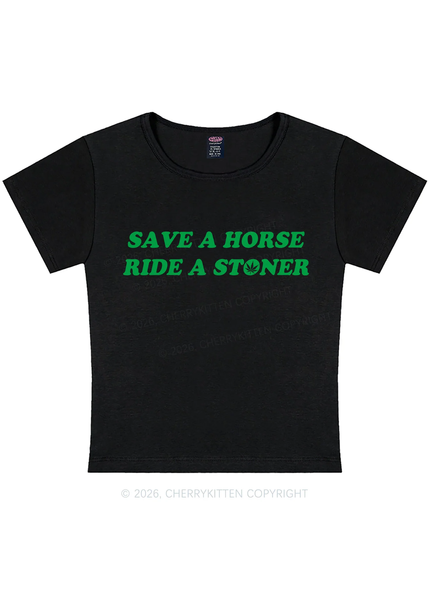 Save Horse Ride Stoner Y2K Baby Tee Cherrykitten - Image 3