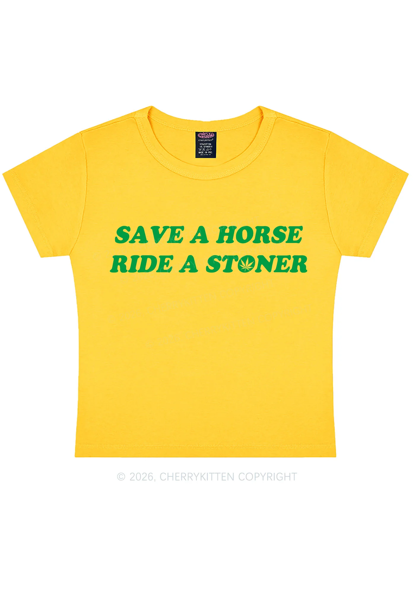 Save Horse Ride Stoner Y2K Baby Tee Cherrykitten - Image 4
