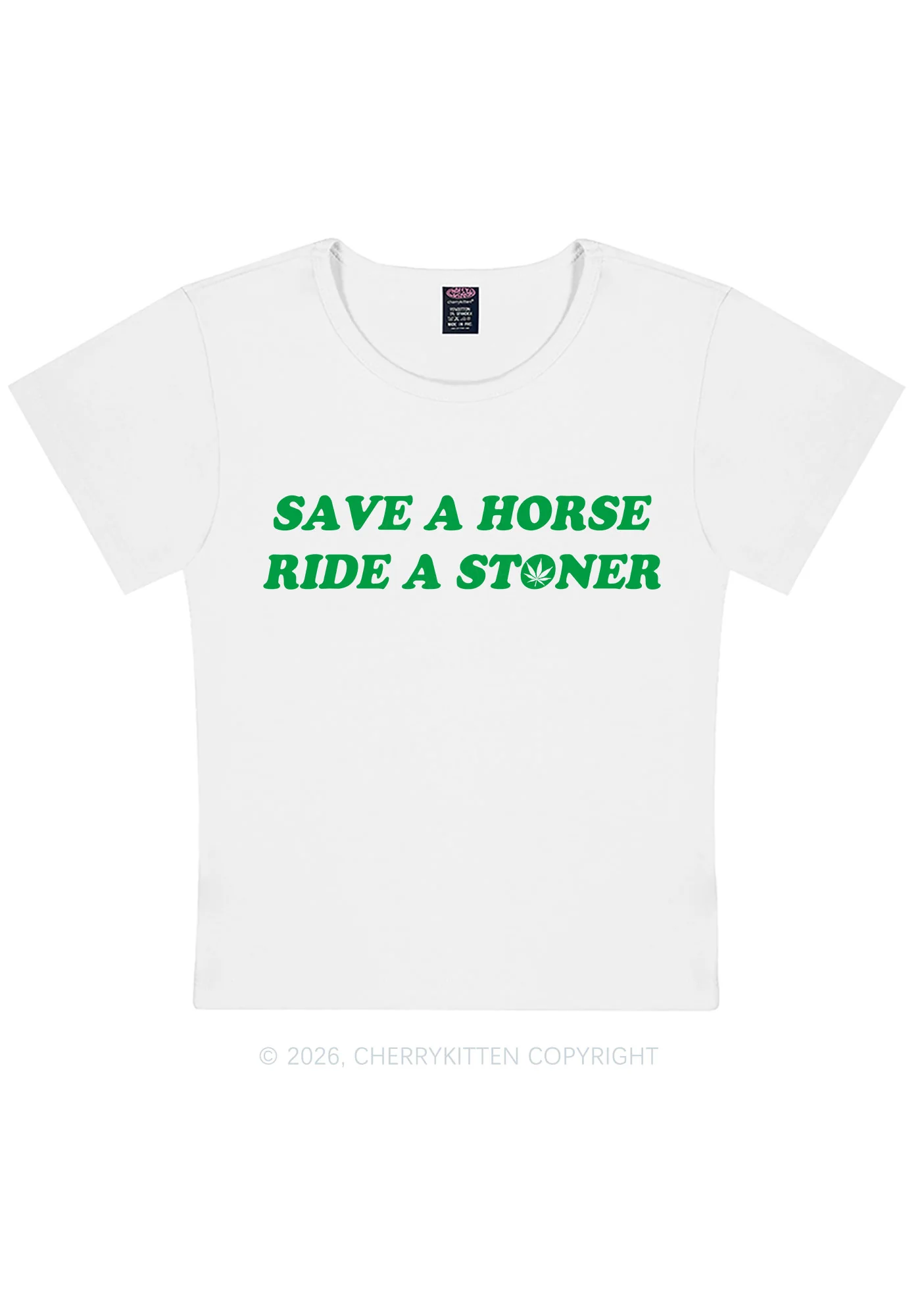 Save Horse Ride Stoner Y2K Baby Tee Cherrykitten - Image 5