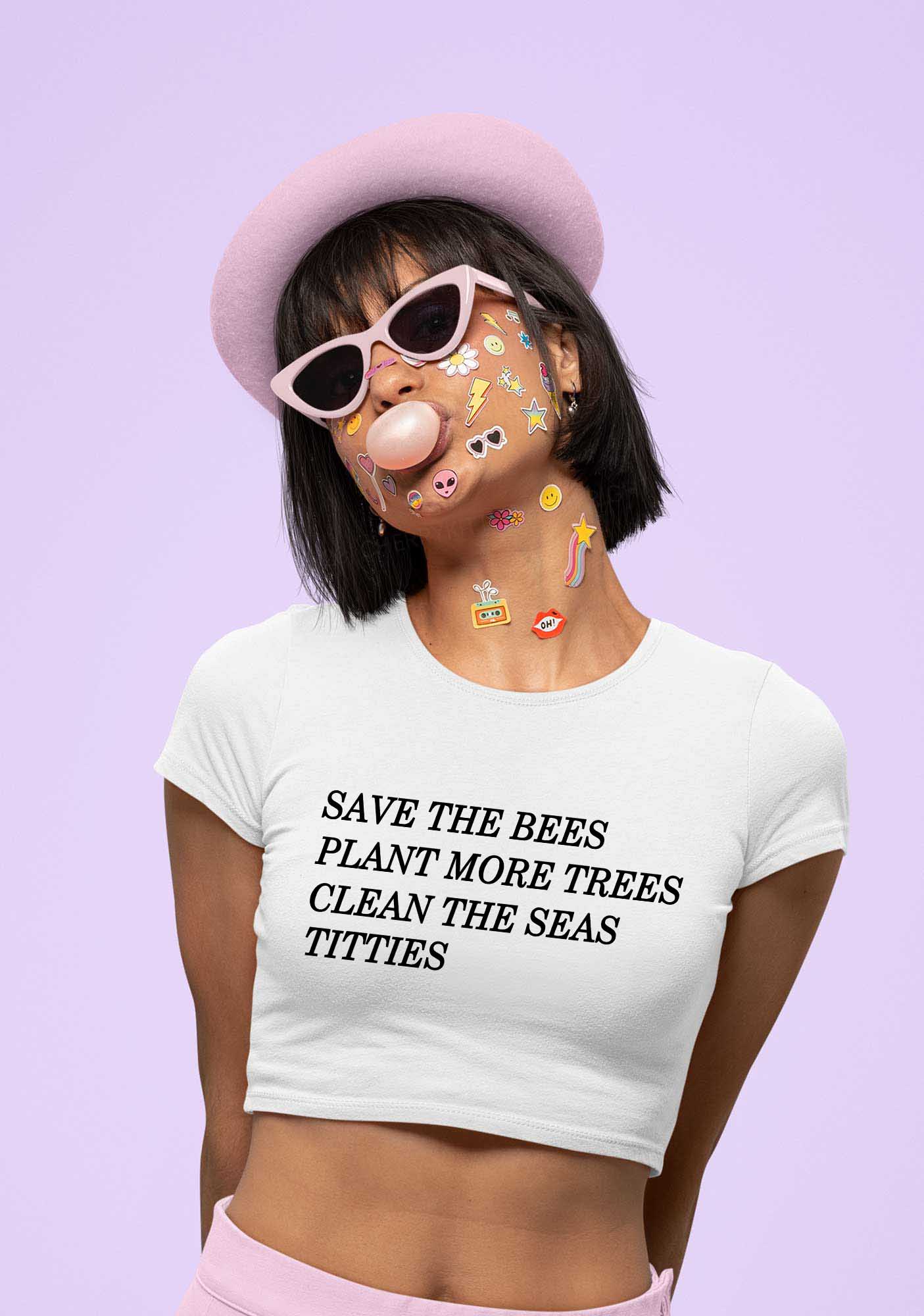 Save The Bees Y2K Baby Tee Cherrykitten - Image 2