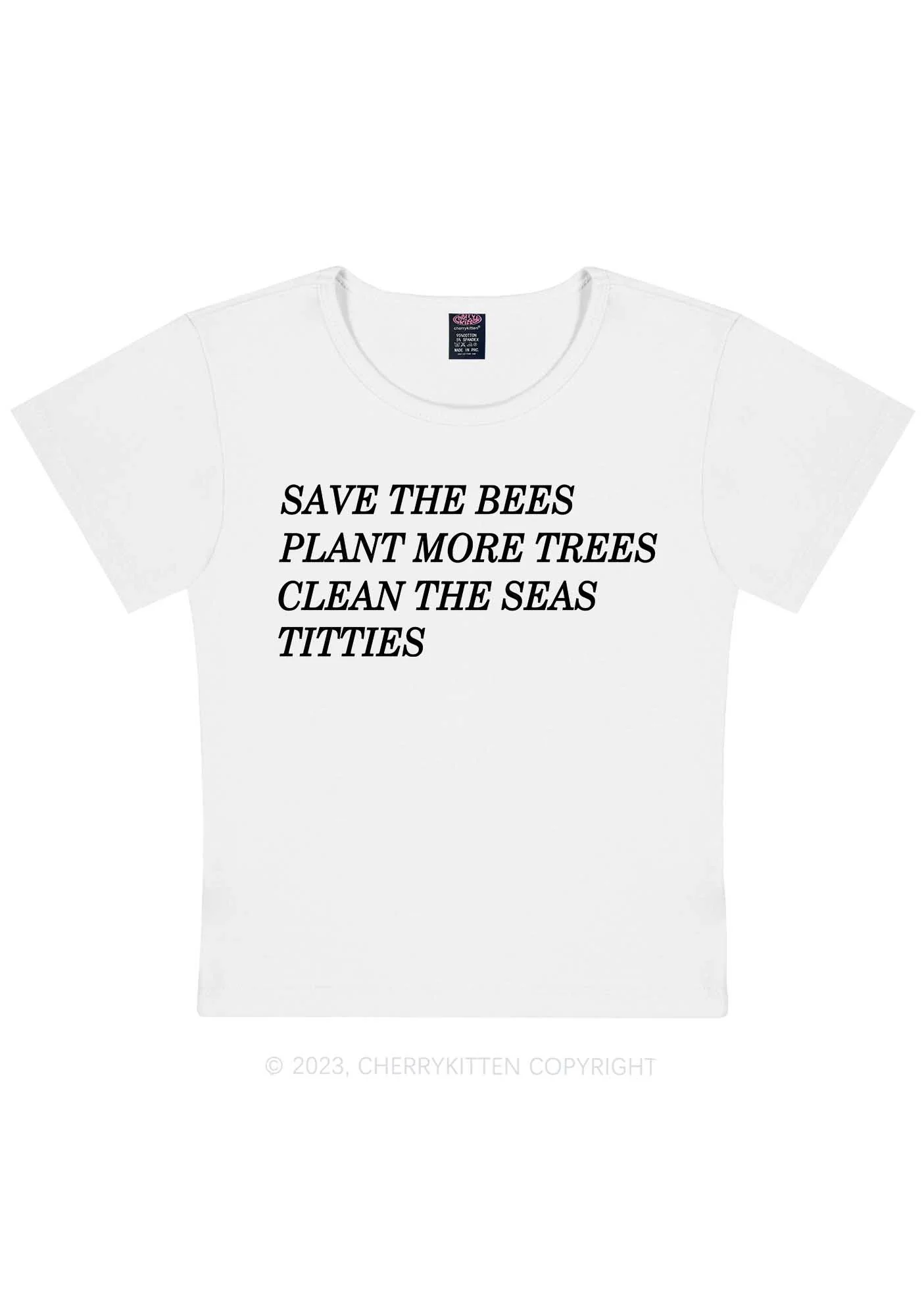 Save The Bees Y2K Baby Tee Cherrykitten - Image 3