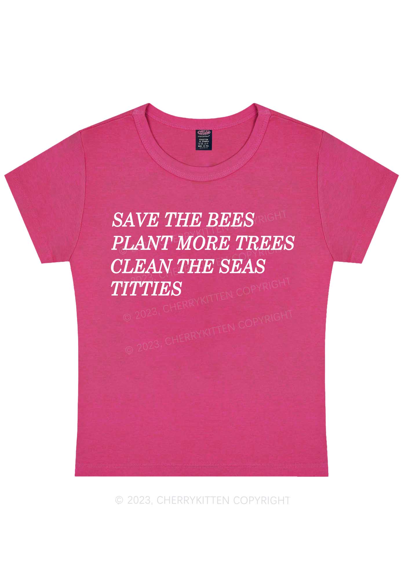 Save The Bees Y2K Baby Tee Cherrykitten - Image 5