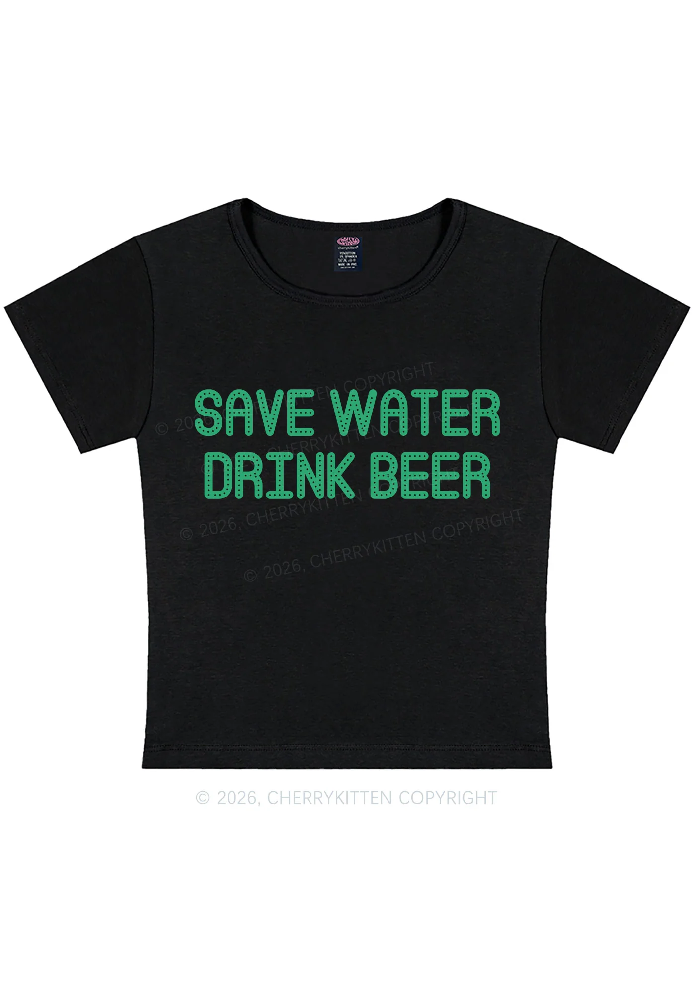 Save Water Drink Beer St Patricks Y2K Baby Tee Cherrykitten - Image 3