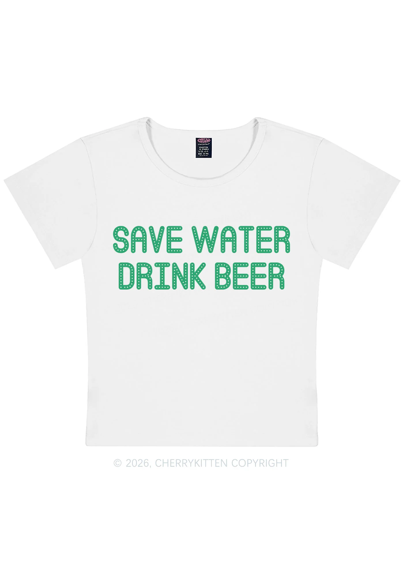 Save Water Drink Beer St Patricks Y2K Baby Tee Cherrykitten - Image 4