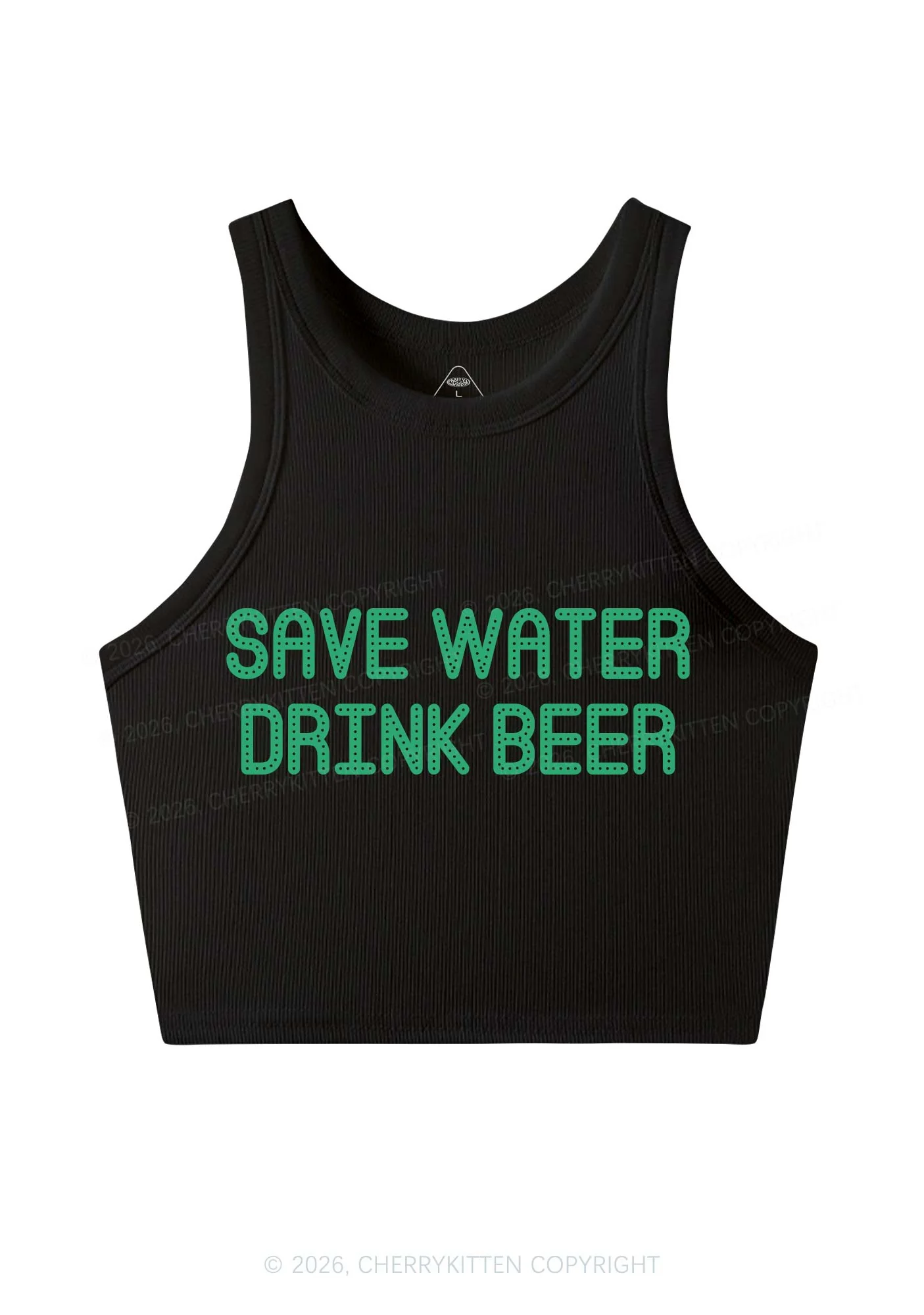 Save Water Drink Beer St Patricks Y2K Crop Tank Top Cherrykitten - Image 3