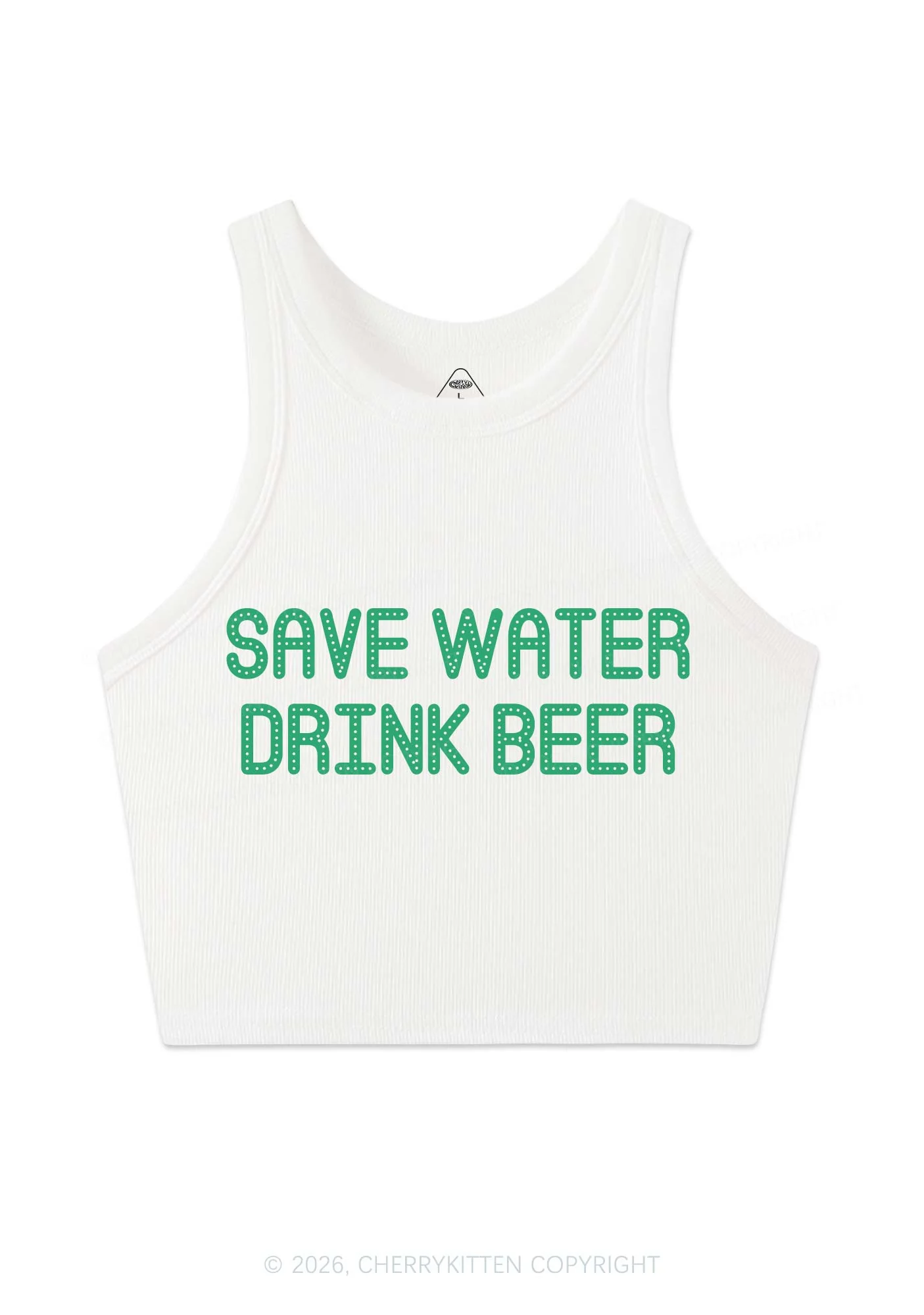Save Water Drink Beer St Patricks Y2K Crop Tank Top Cherrykitten - Image 4