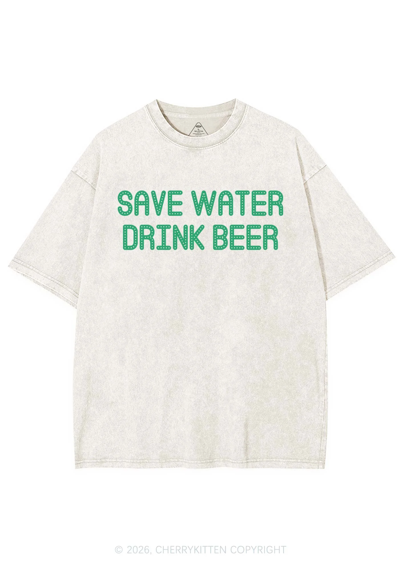 Save Water Drink Beer St Patricks Y2K Shirts Washed Tee Cherrykitten - Image 3
