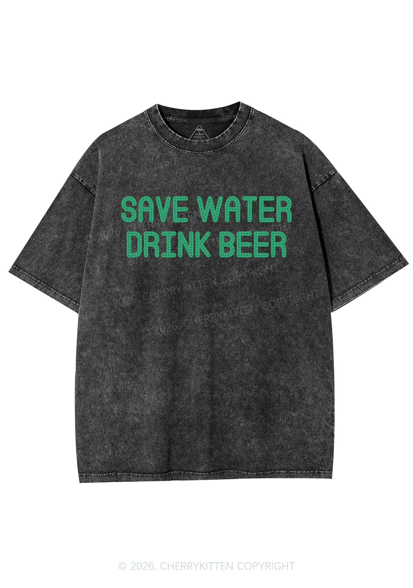 Save Water Drink Beer St Patricks Y2K Shirts Washed Tee Cherrykitten - Image 4