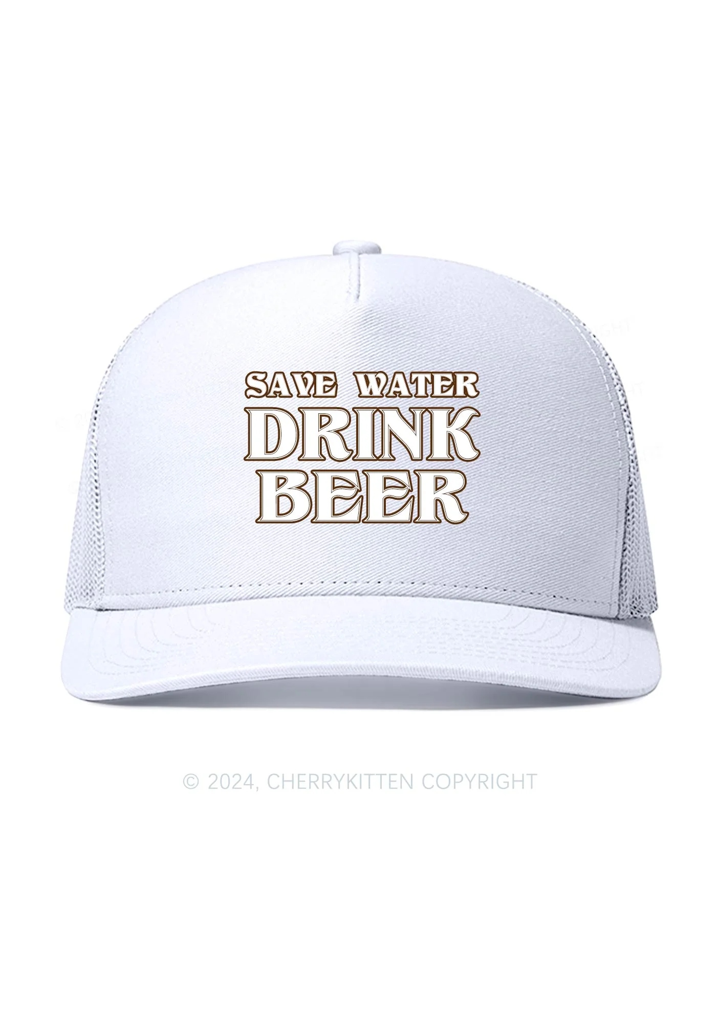 Save Water Drink Beer Y2K Trucker Mesh Hat Cherrykitten - Image 2