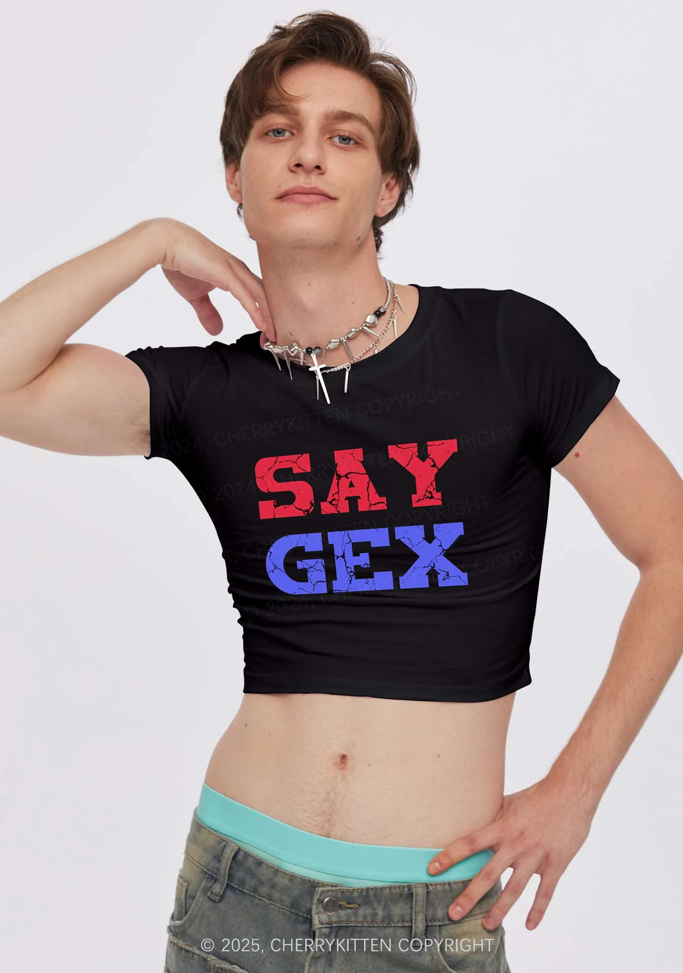 Say Gex Y2K Baby Tee Cherrykitten - Image 2