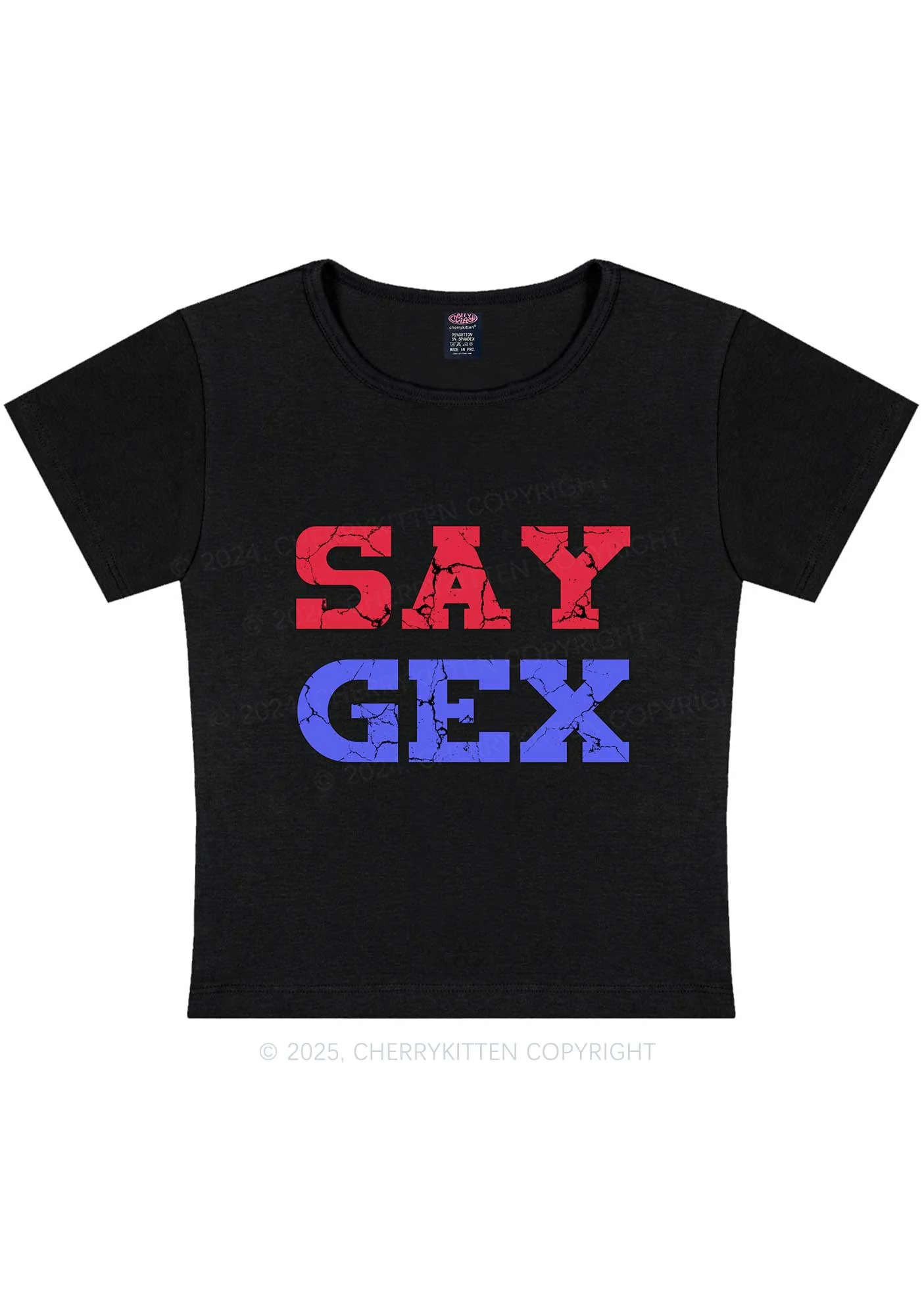 Say Gex Y2K Baby Tee Cherrykitten - Image 3