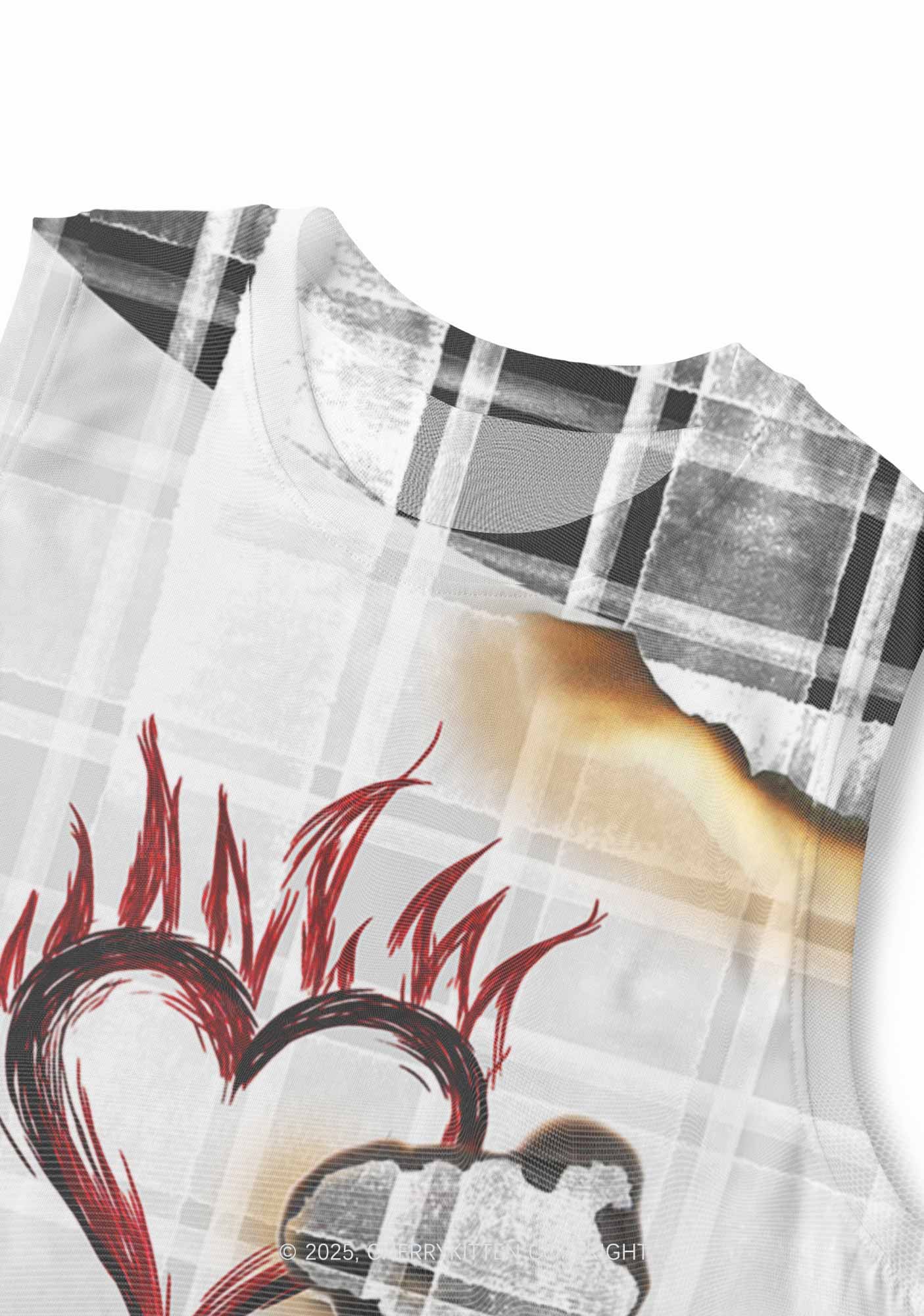 Scorched Love Heart Y2K Mesh Muscle Tank Cherrykitten - Image 3