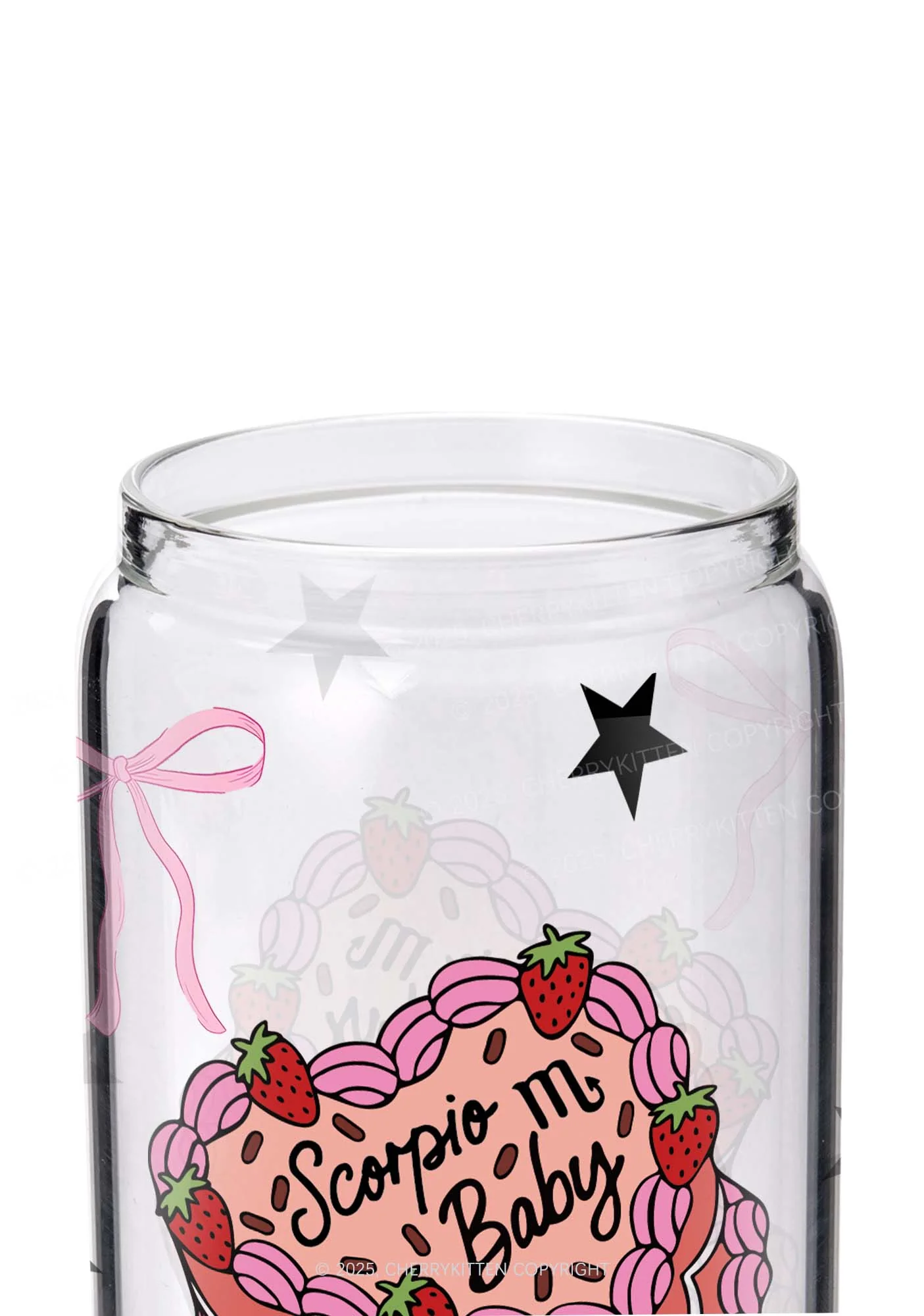 Scorpio Baby Y2K Printed Glass Cup Cherrykitten - Image 2