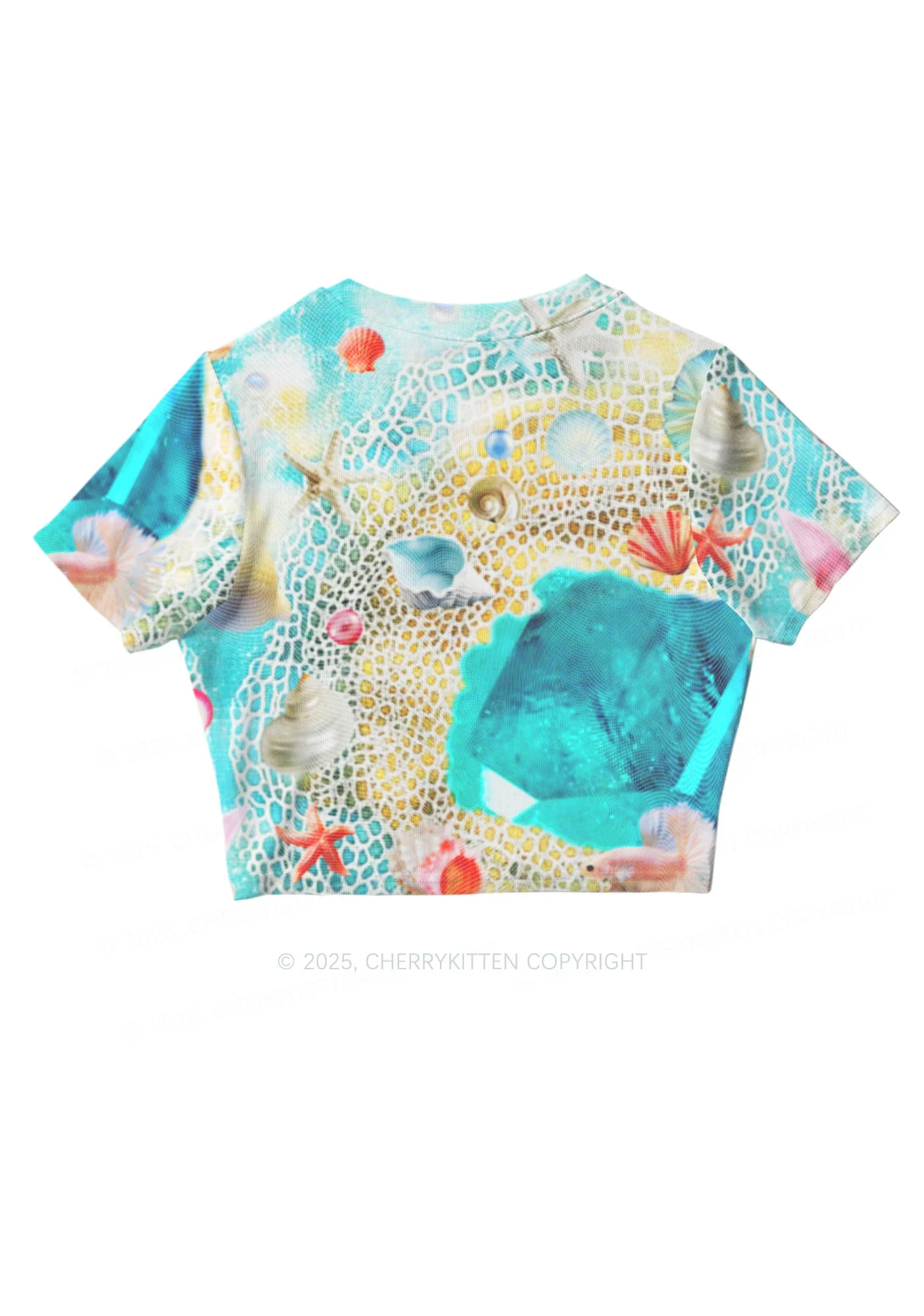 Seashell Fantasy Y2K Mesh Crop Top Cherrykitten - Image 3