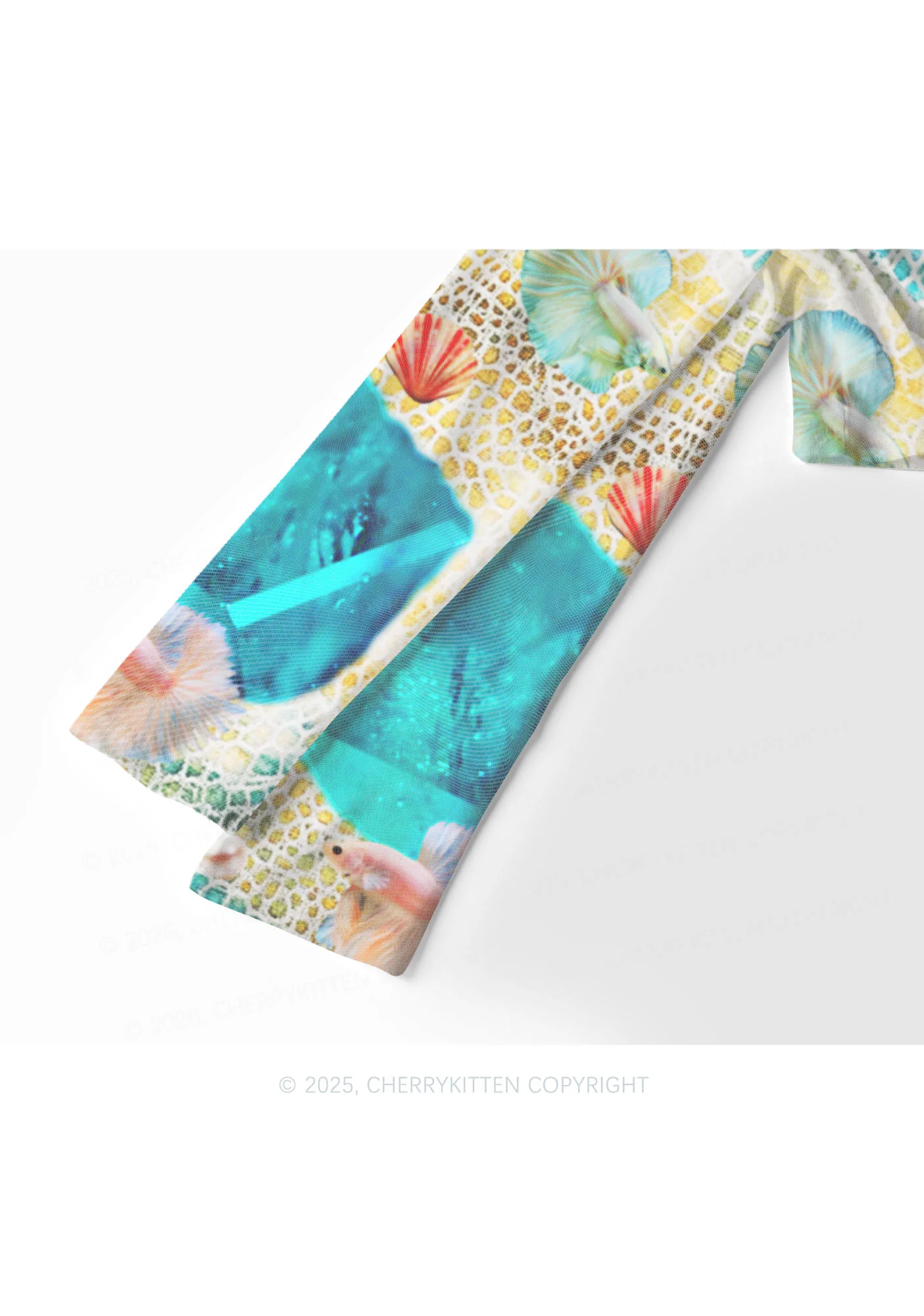 Seashell Fantasy Y2K Mesh Long Sleeve Crop Top Cherrykitten - Image 4