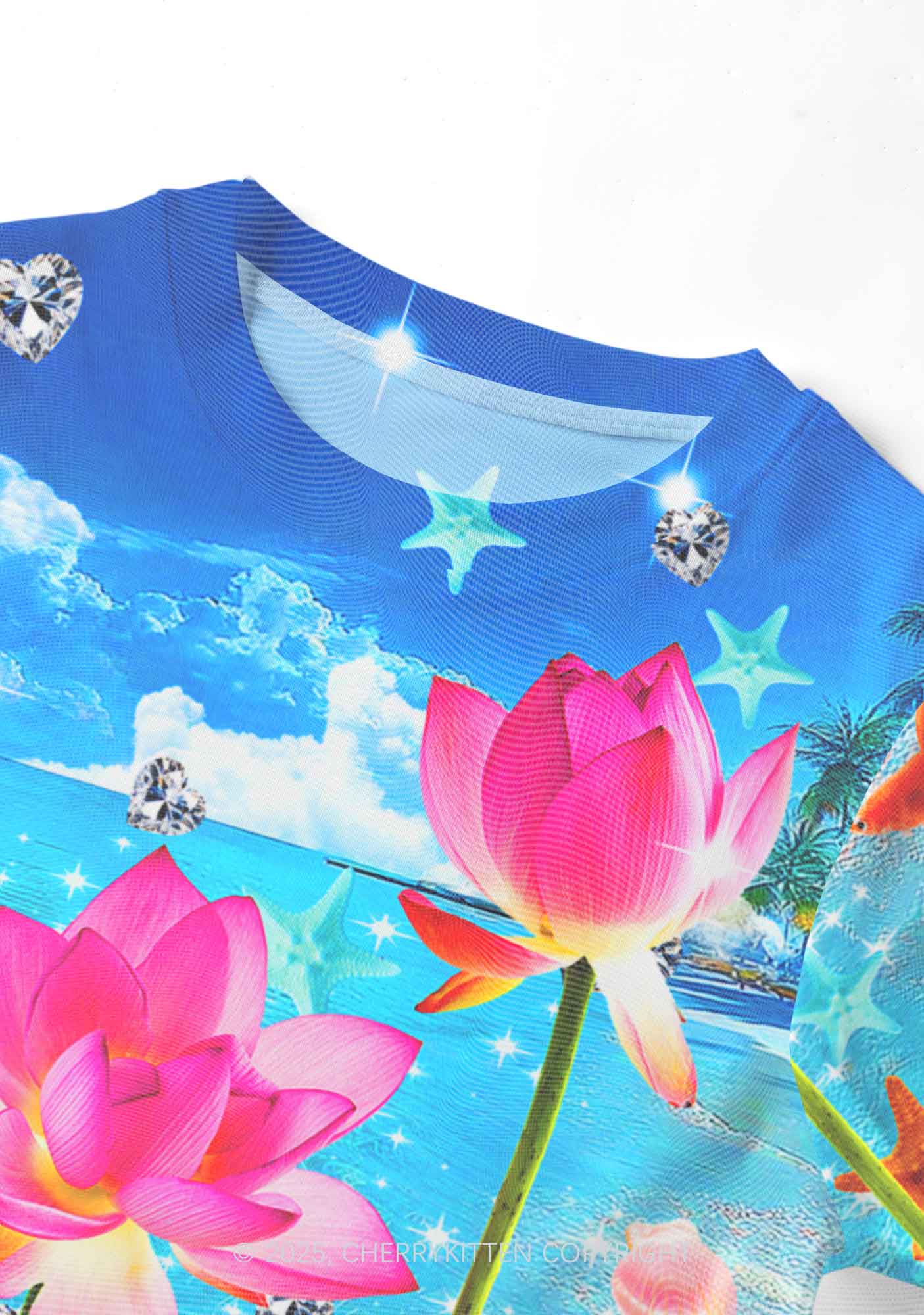 Seaside Lotus Y2K Mesh Crop Top Cherrykitten - Image 3