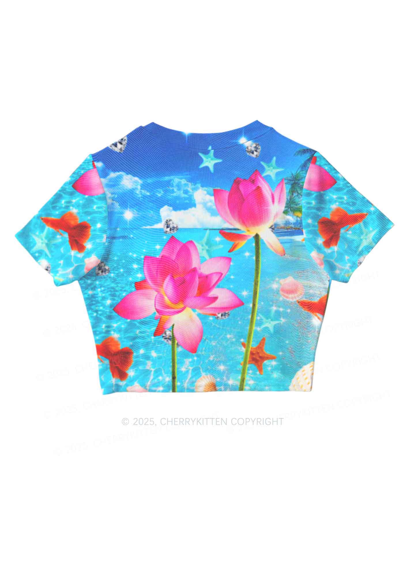 Seaside Lotus Y2K Mesh Crop Top Cherrykitten - Image 5