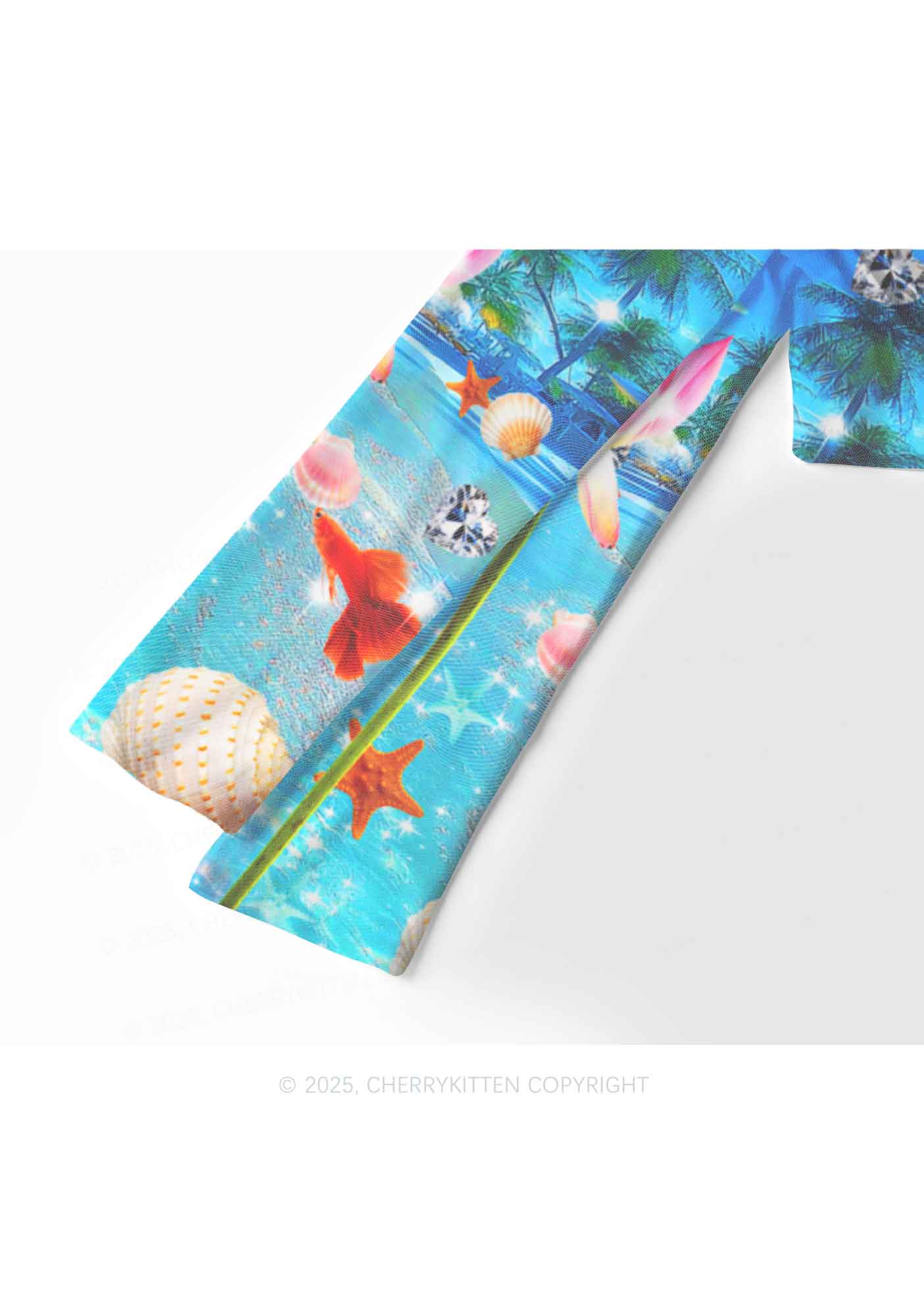 Seaside Lotus Y2K Mesh Long Sleeve Crop Top Cherrykitten - Image 4