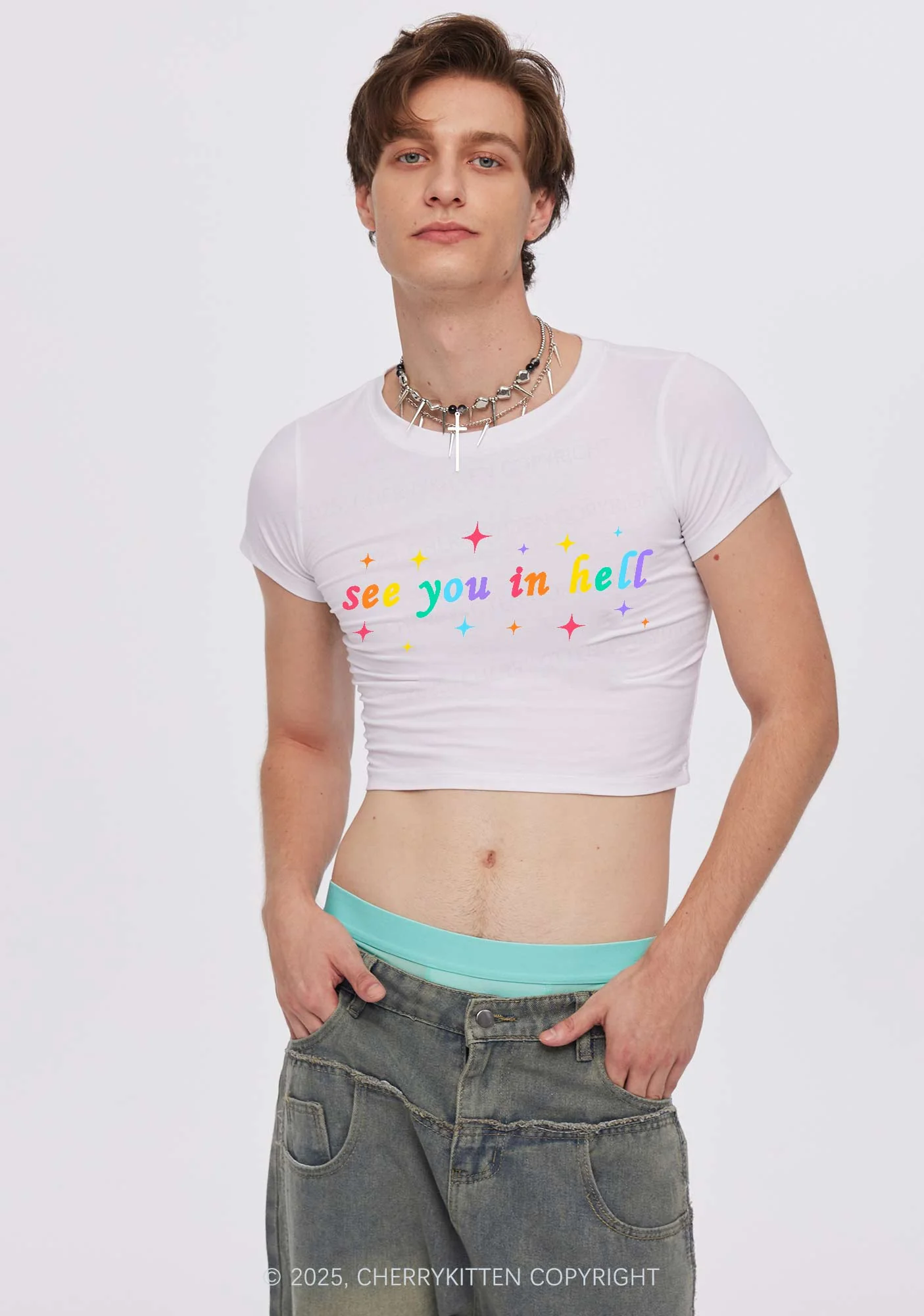 See You In Hell Pride Y2K Baby Tee Cherrykitten - Image 2