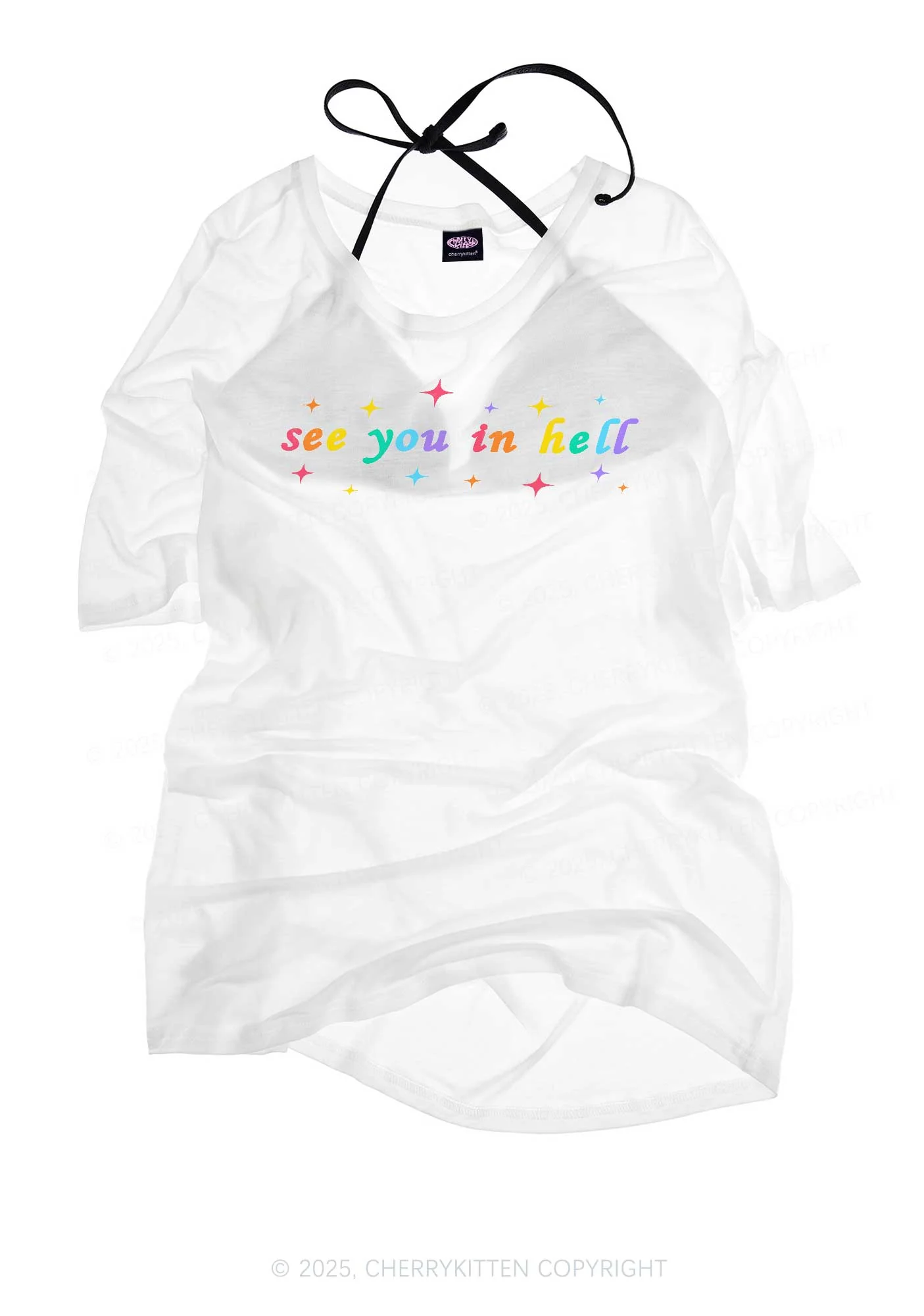 See You In Hell Y2K Sheer Boyfriend Tee Cherrykitten - Image 3