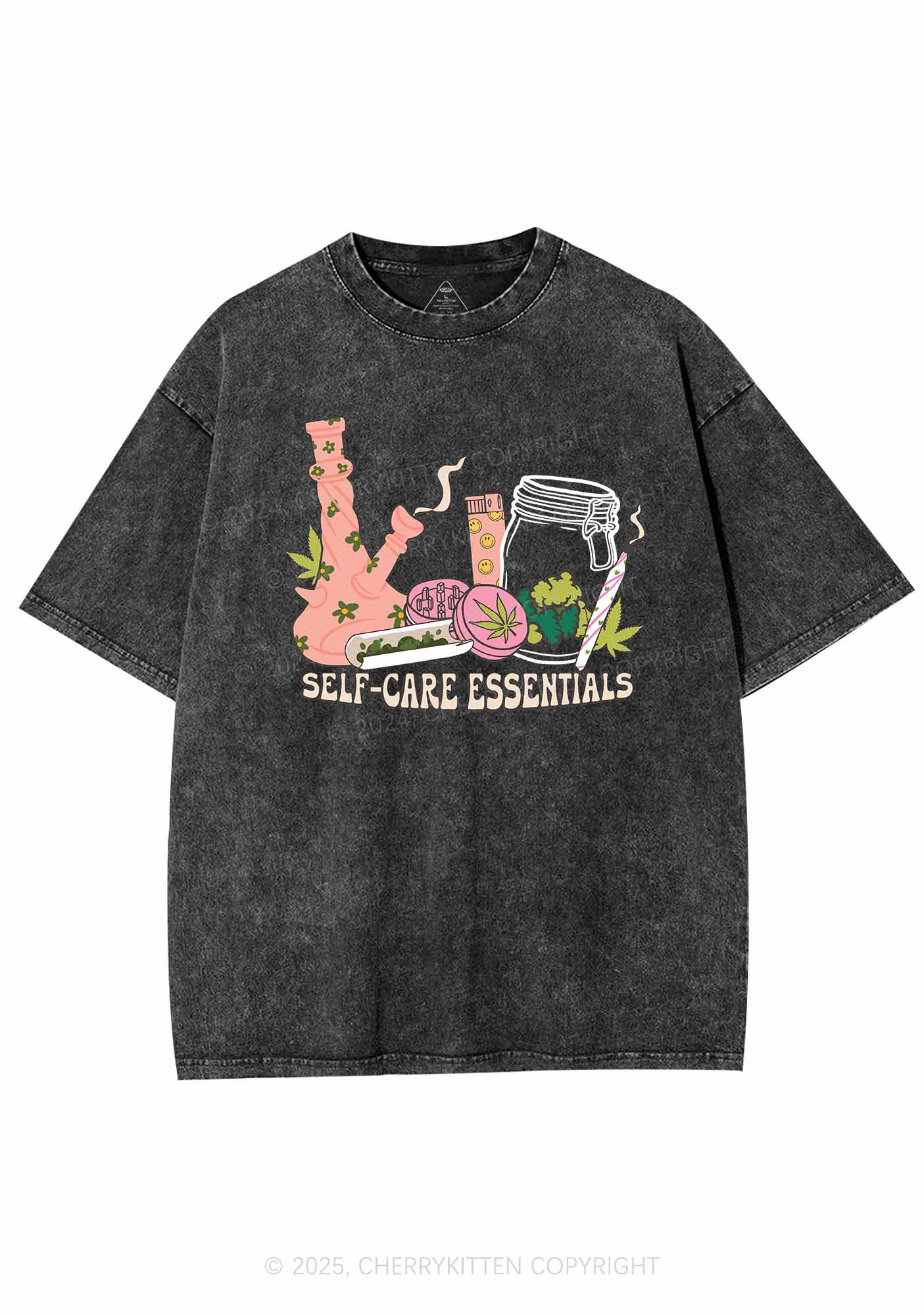 Self-Care Essentials Y2K Washed Tee Cherrykitten - Image 3