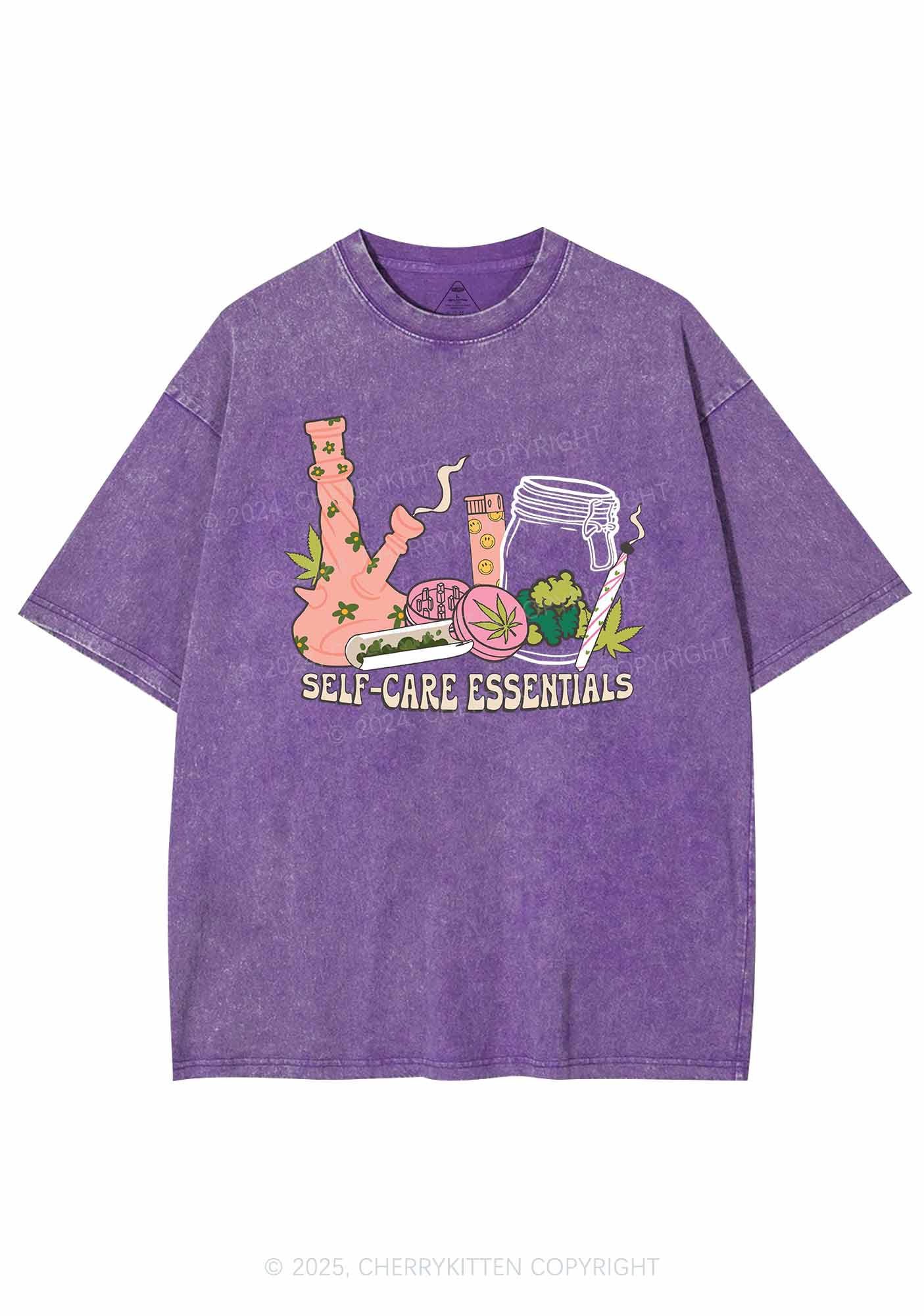 Self-Care Essentials Y2K Washed Tee Cherrykitten - Image 4