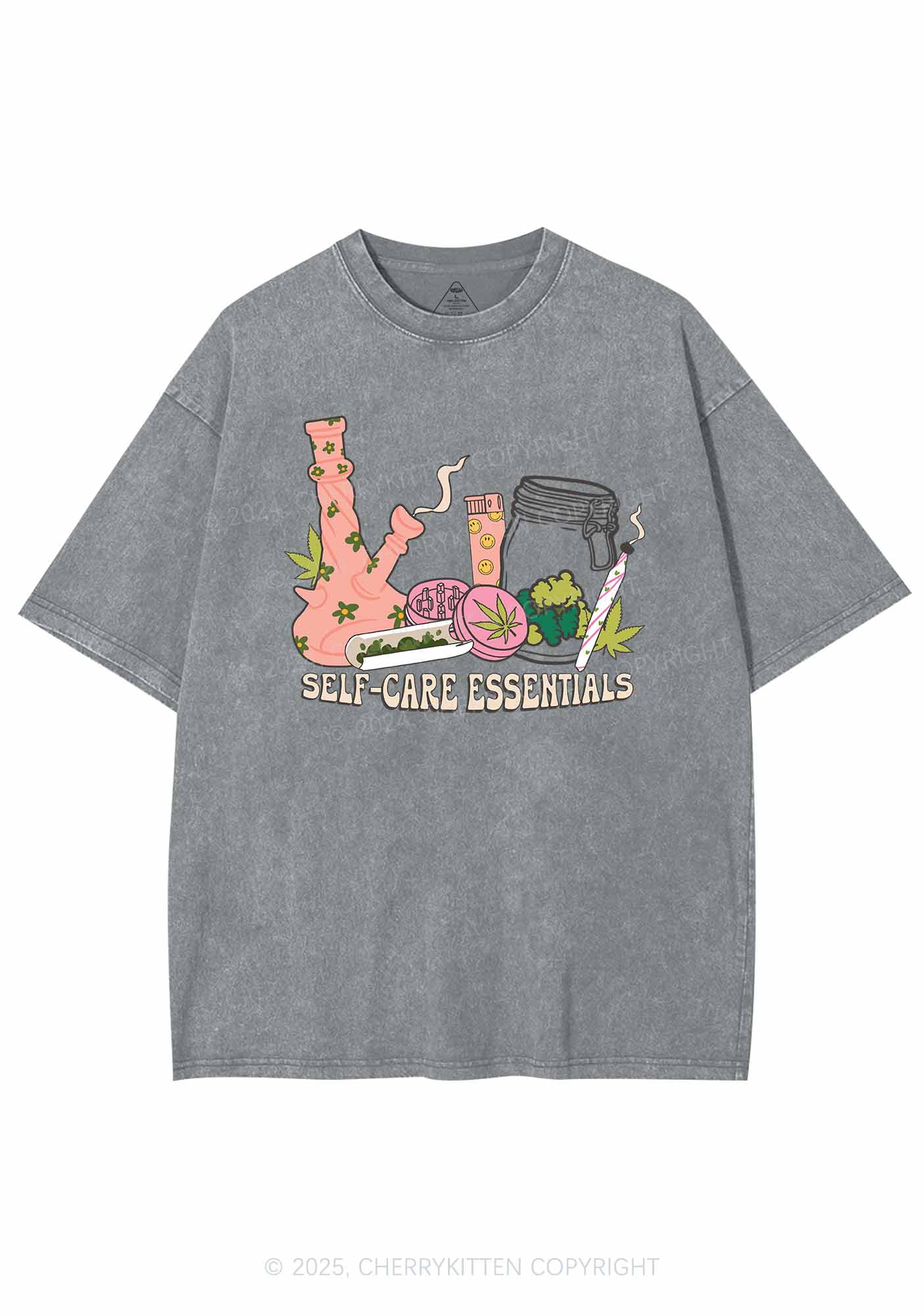 Self-Care Essentials Y2K Washed Tee Cherrykitten - Image 8