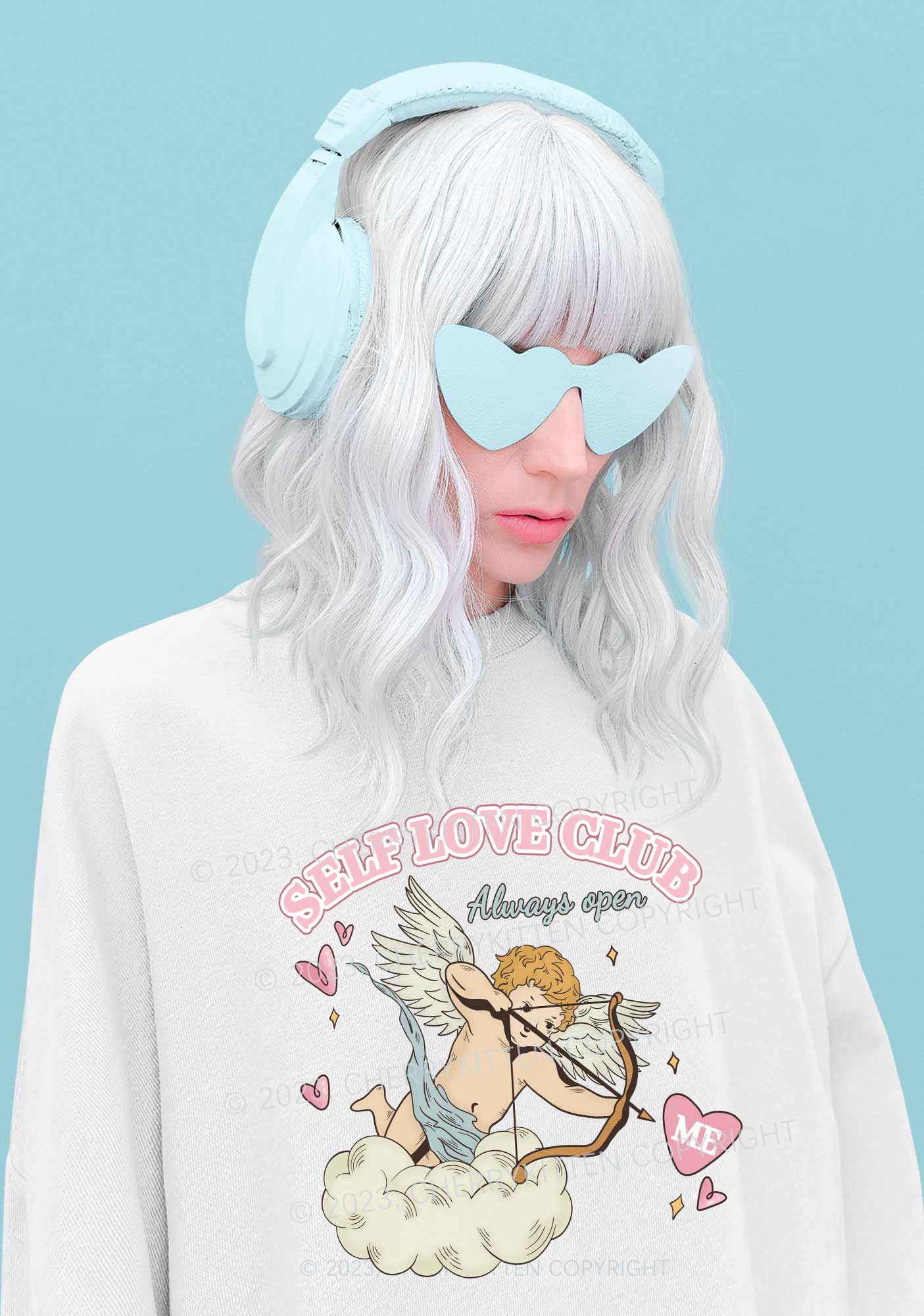 Self Love Club Always Open Y2K Sweatshirt Cherrykitten - Image 2