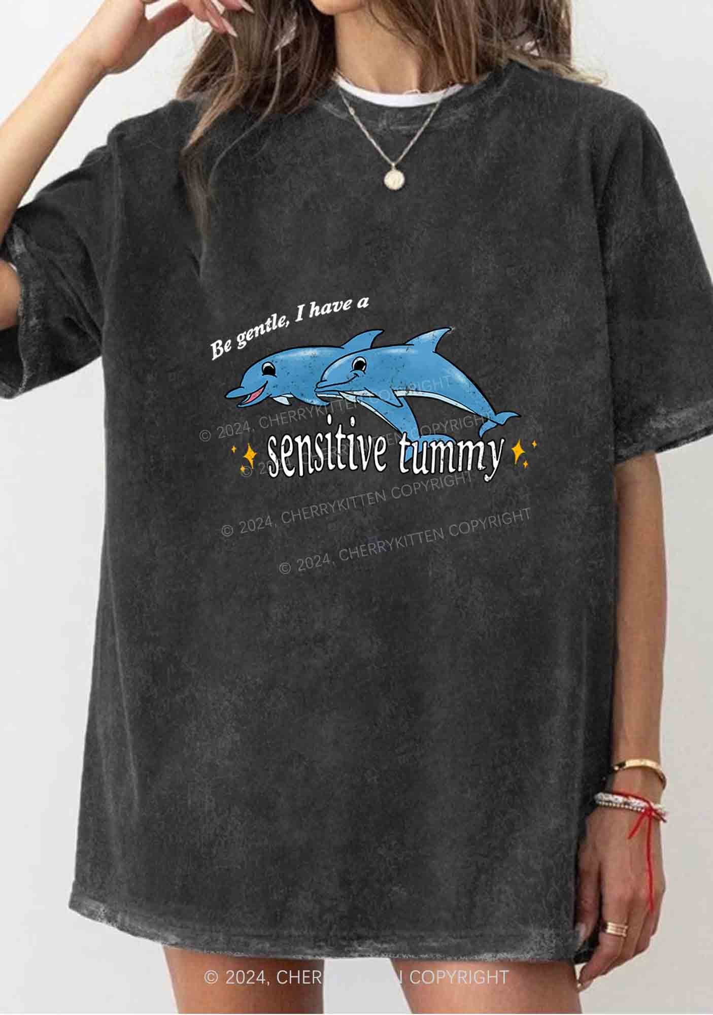 Sensitive Tummy Y2K Washed Tee Cherrykitten - Image 2