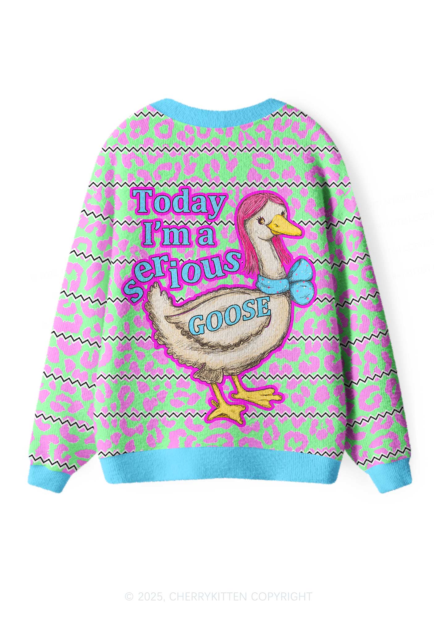 Serious Goose Y2K Christmas Cardigan Knit Sweatshirt Cherrykitten - Image 3