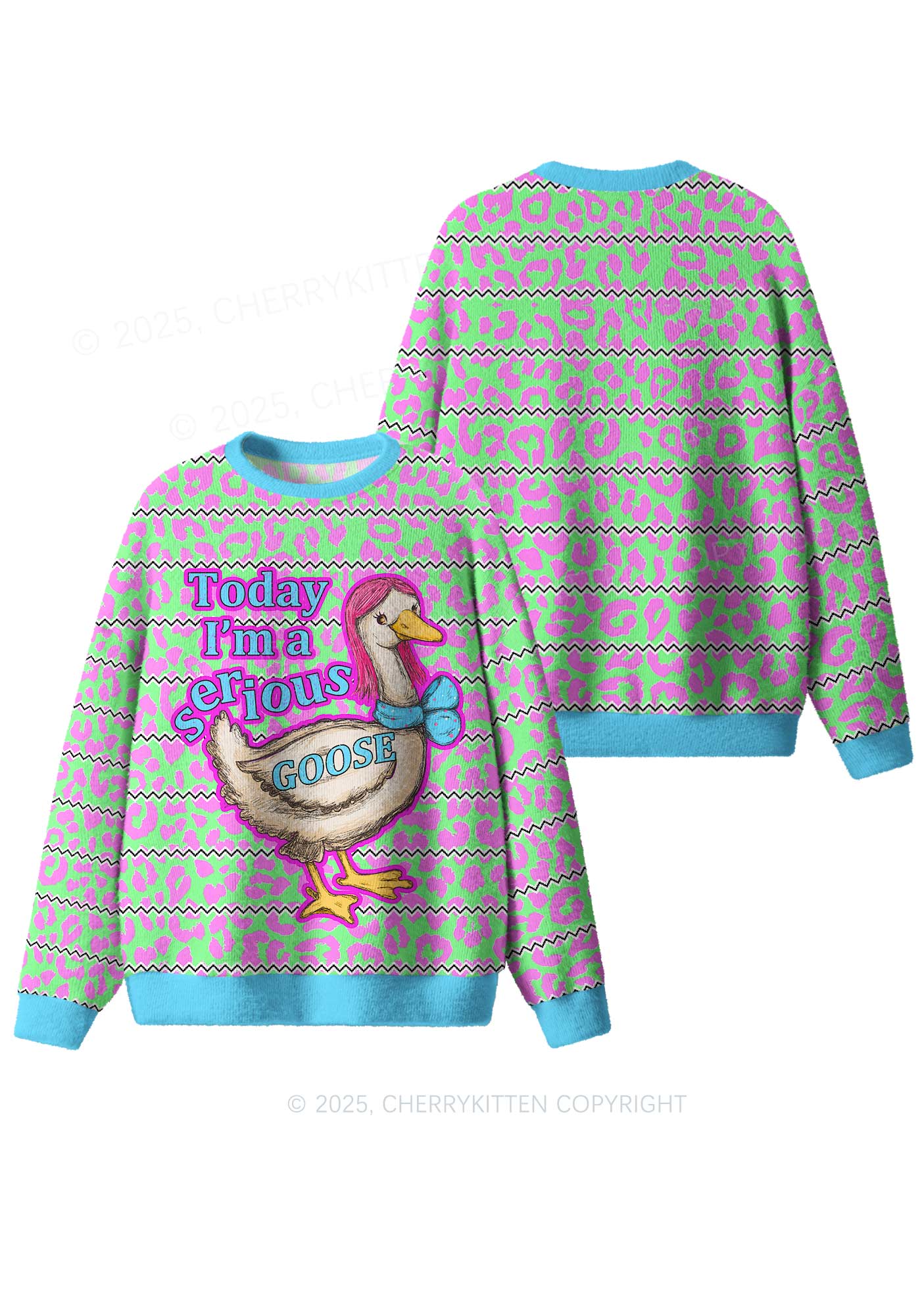 Serious Goose Y2K Christmas Knit Sweatshirt Cherrykitten - Image 3