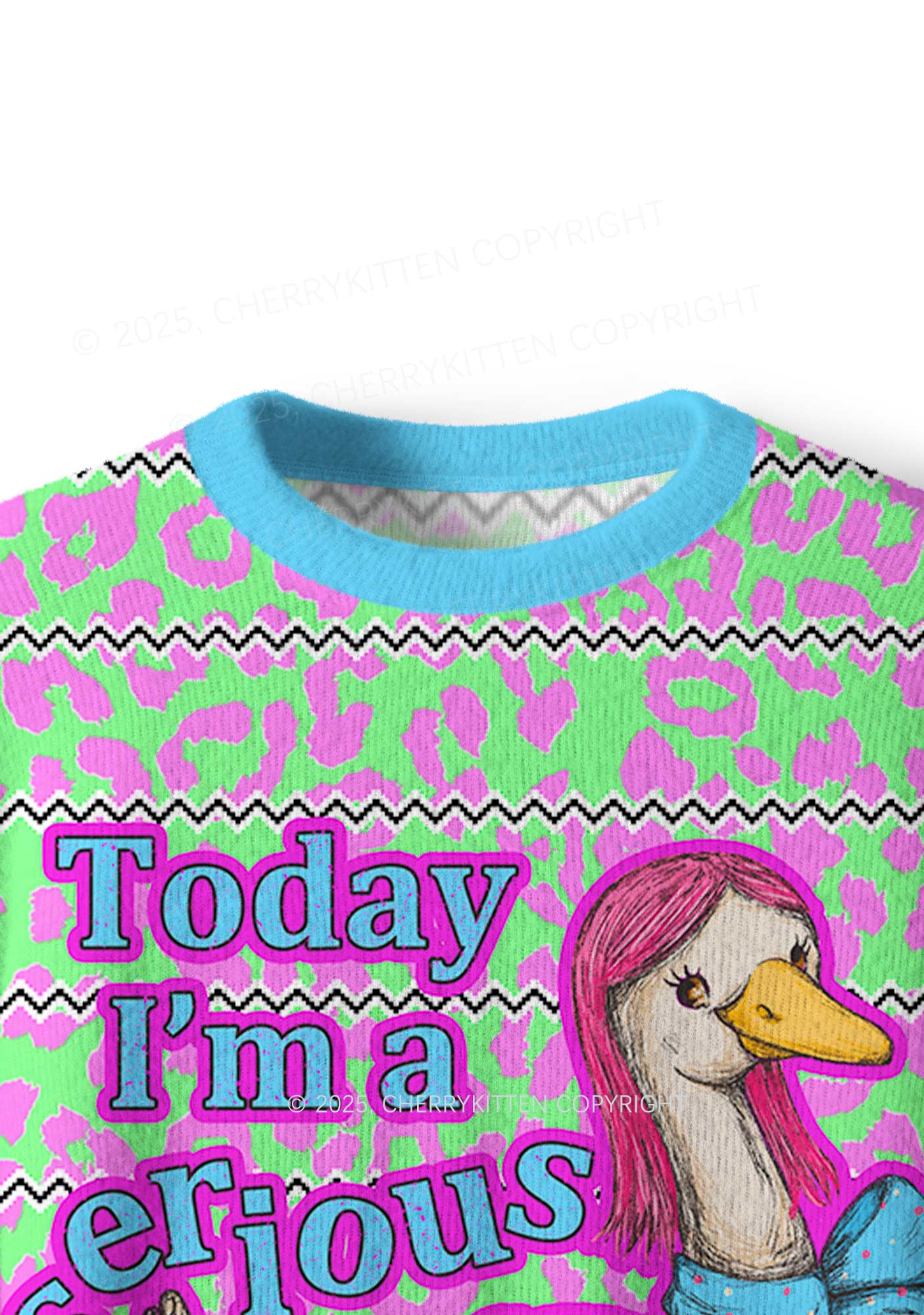 Serious Goose Y2K Christmas Knit Sweatshirt Cherrykitten - Image 5